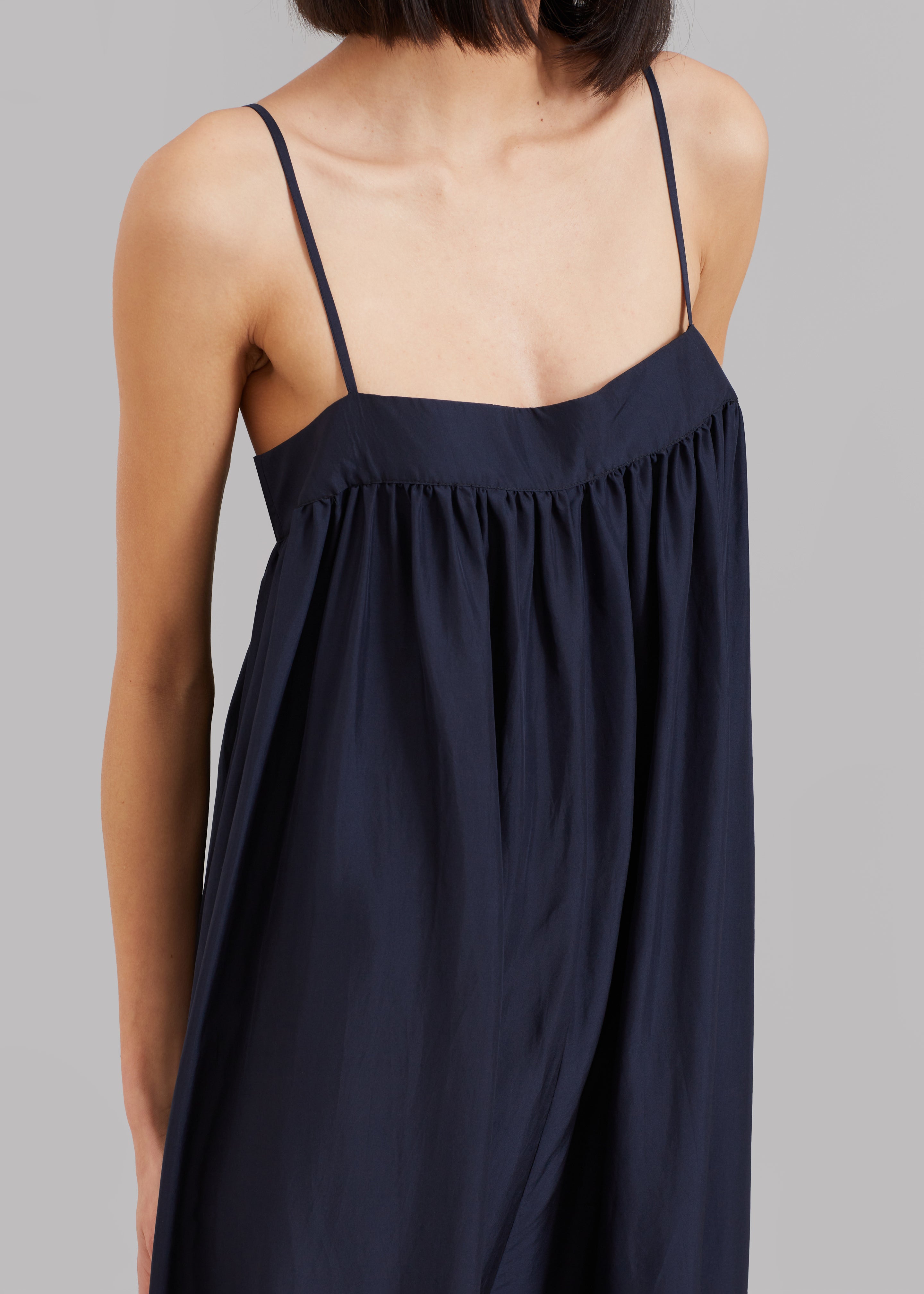 Maude Gathered Silk Jumpsuit - Navy - 3