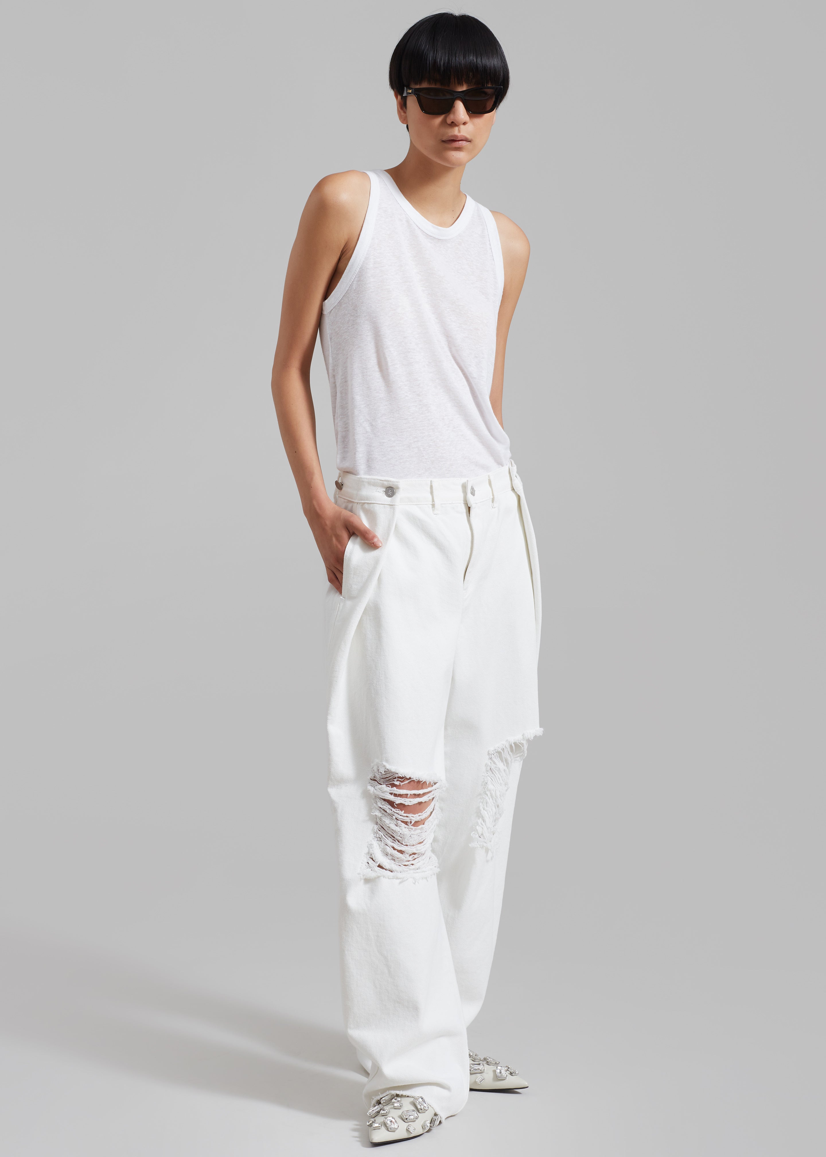 Mercer Ripped Jeans - White - 5