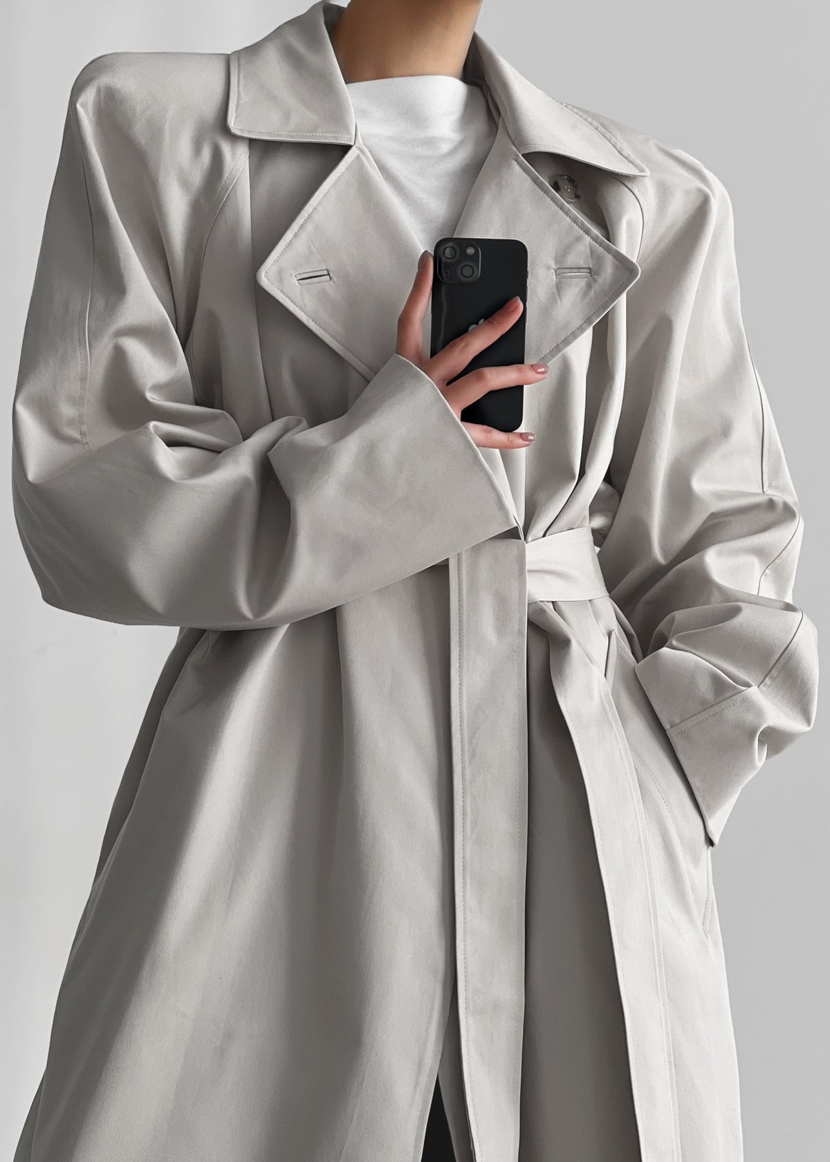 Marisol Box Shoulder Trench - Bone - 10