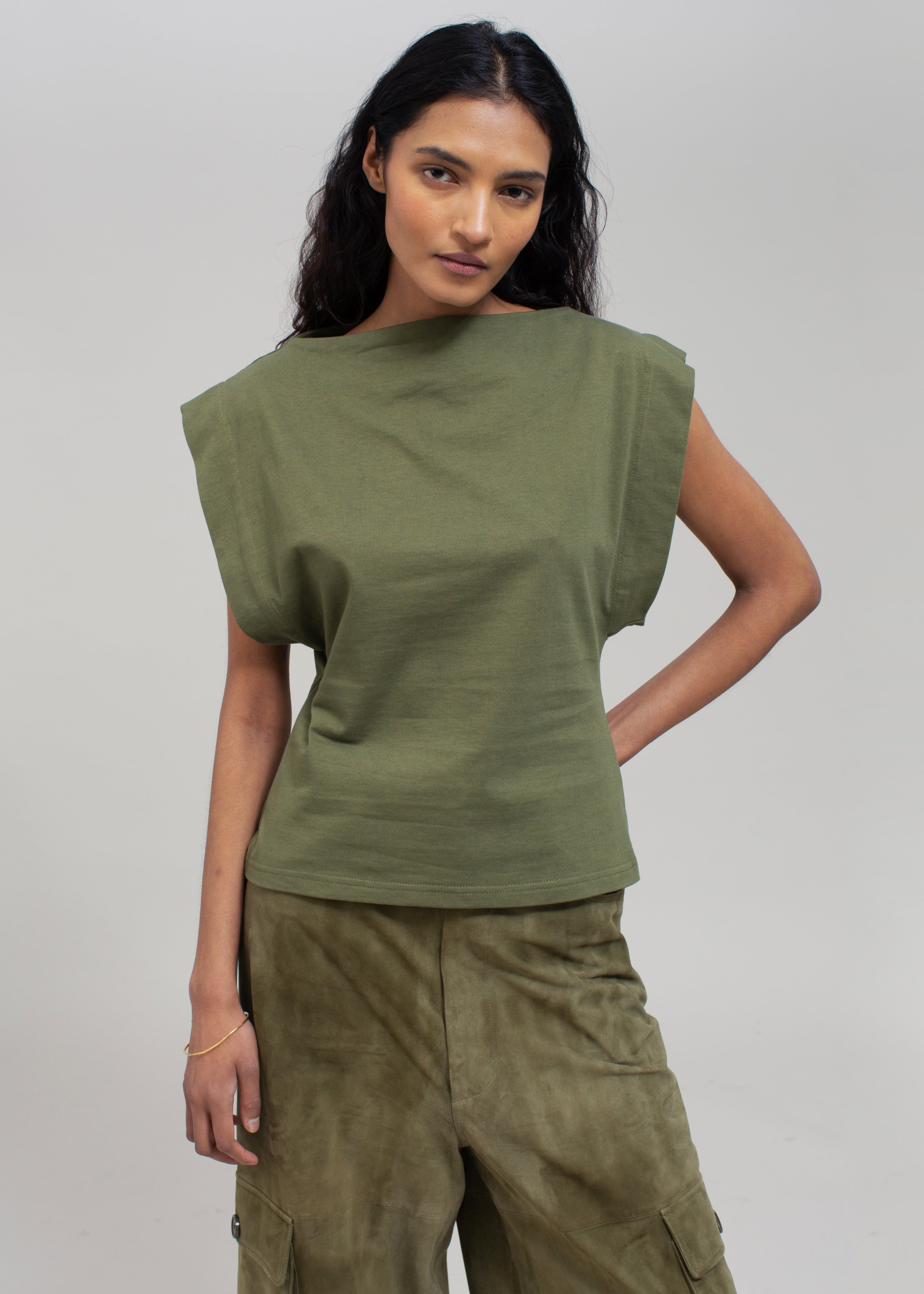 Matteau Boat Neck Tee - Khaki - 4