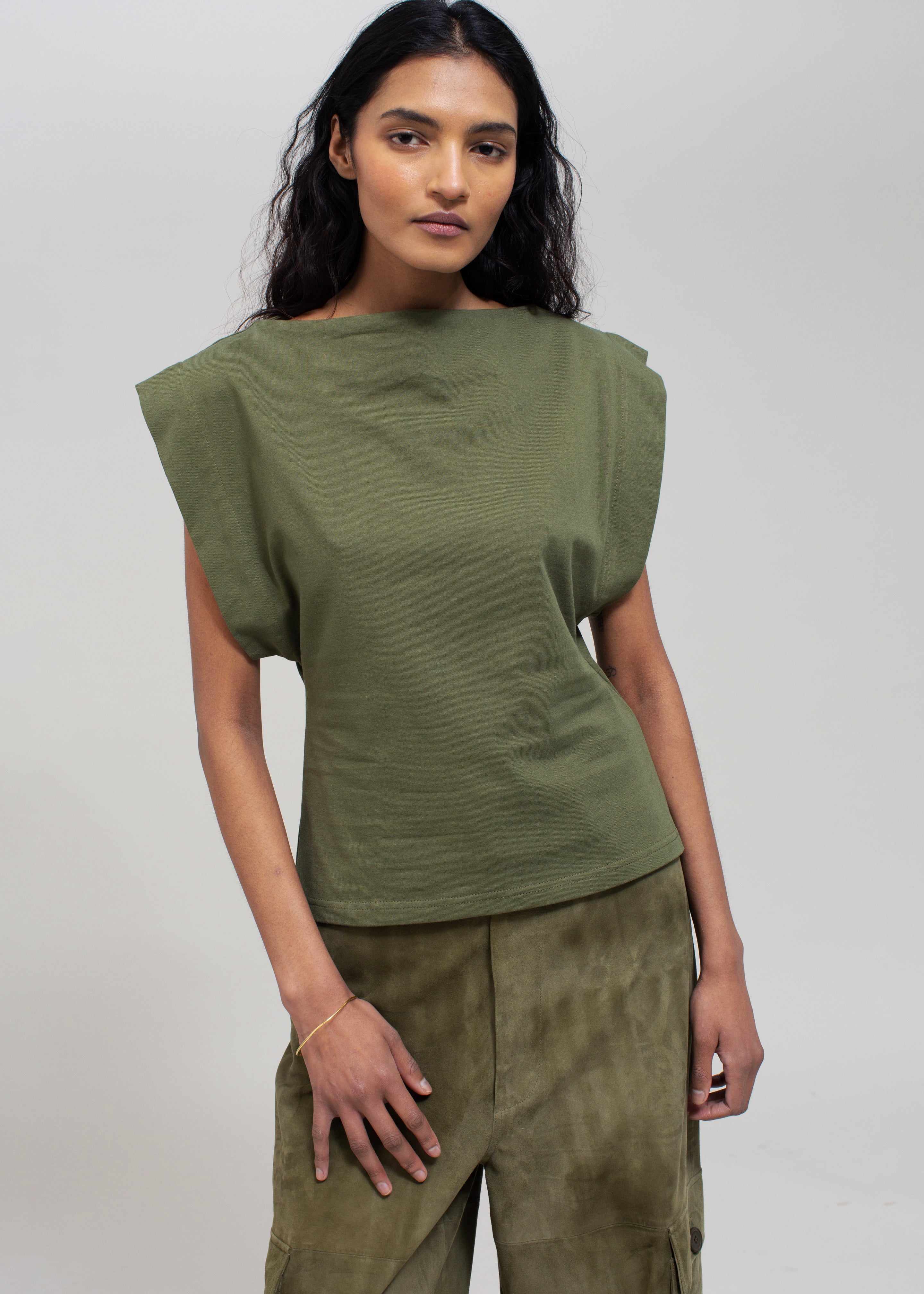 Matteau Boat Neck Tee - Khaki - 2