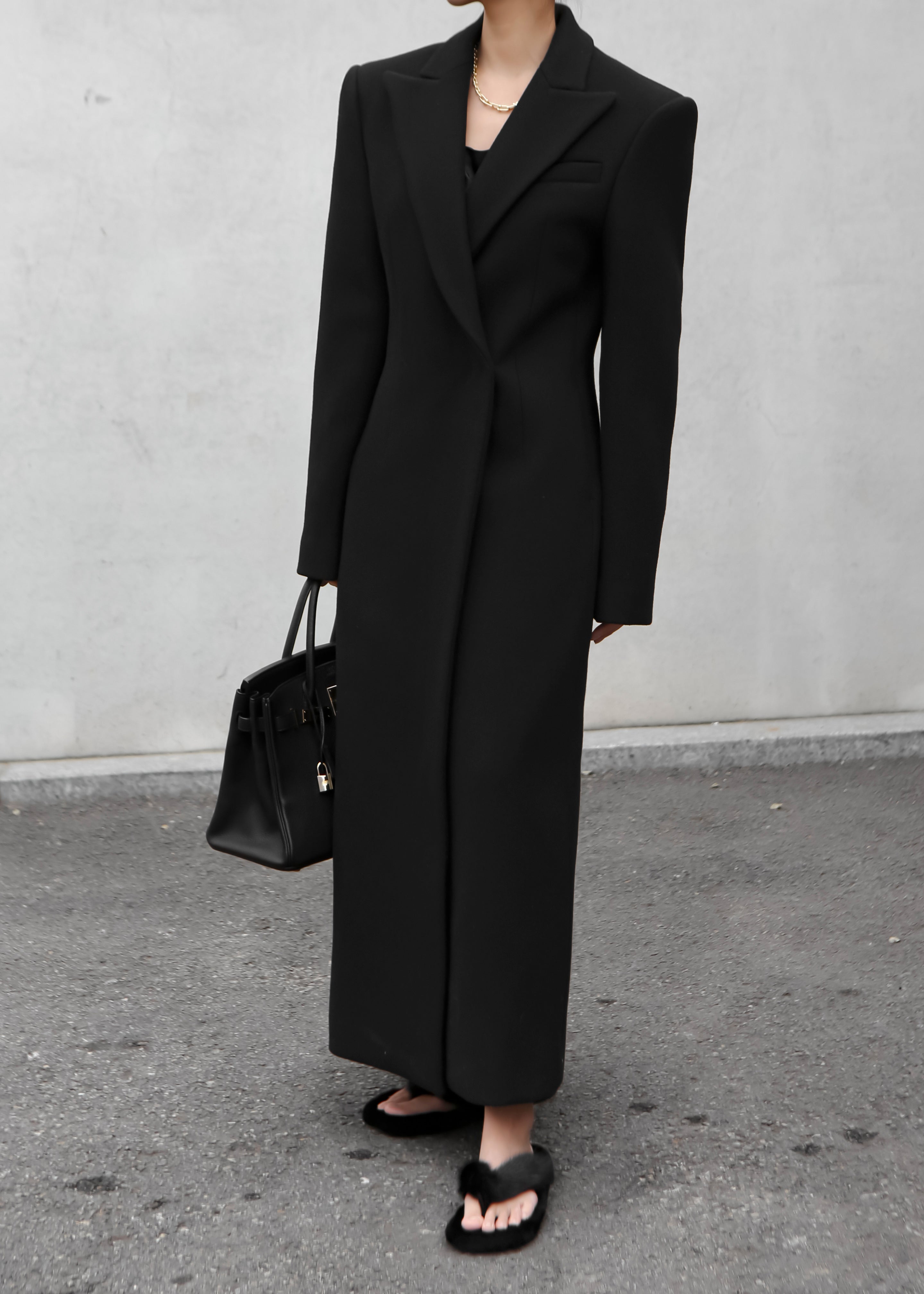 Melva Long Coat - Black - 8