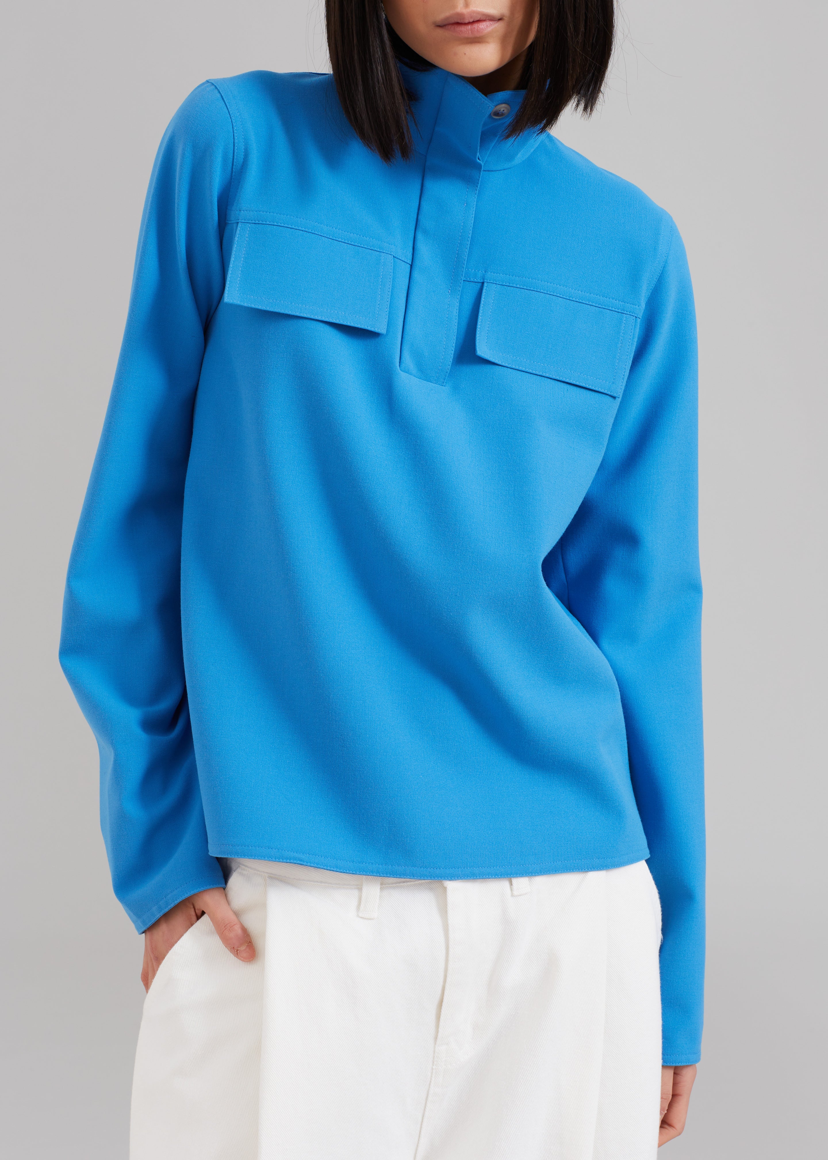 Nanushka Vivia Funnel Neck Top - Electric Blue - 3