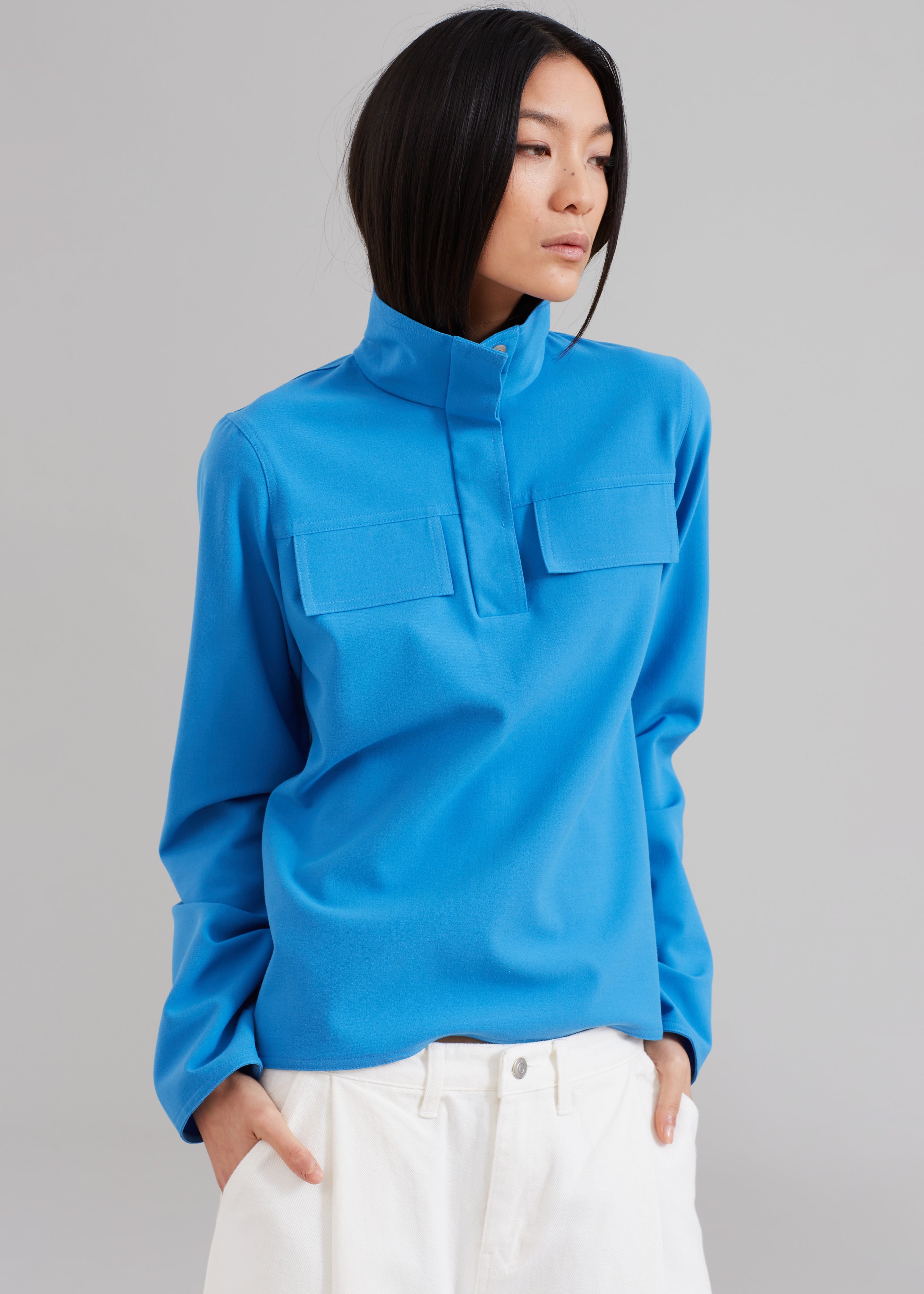 Nanushka Vivia Funnel Neck Top - Electric Blue - 7