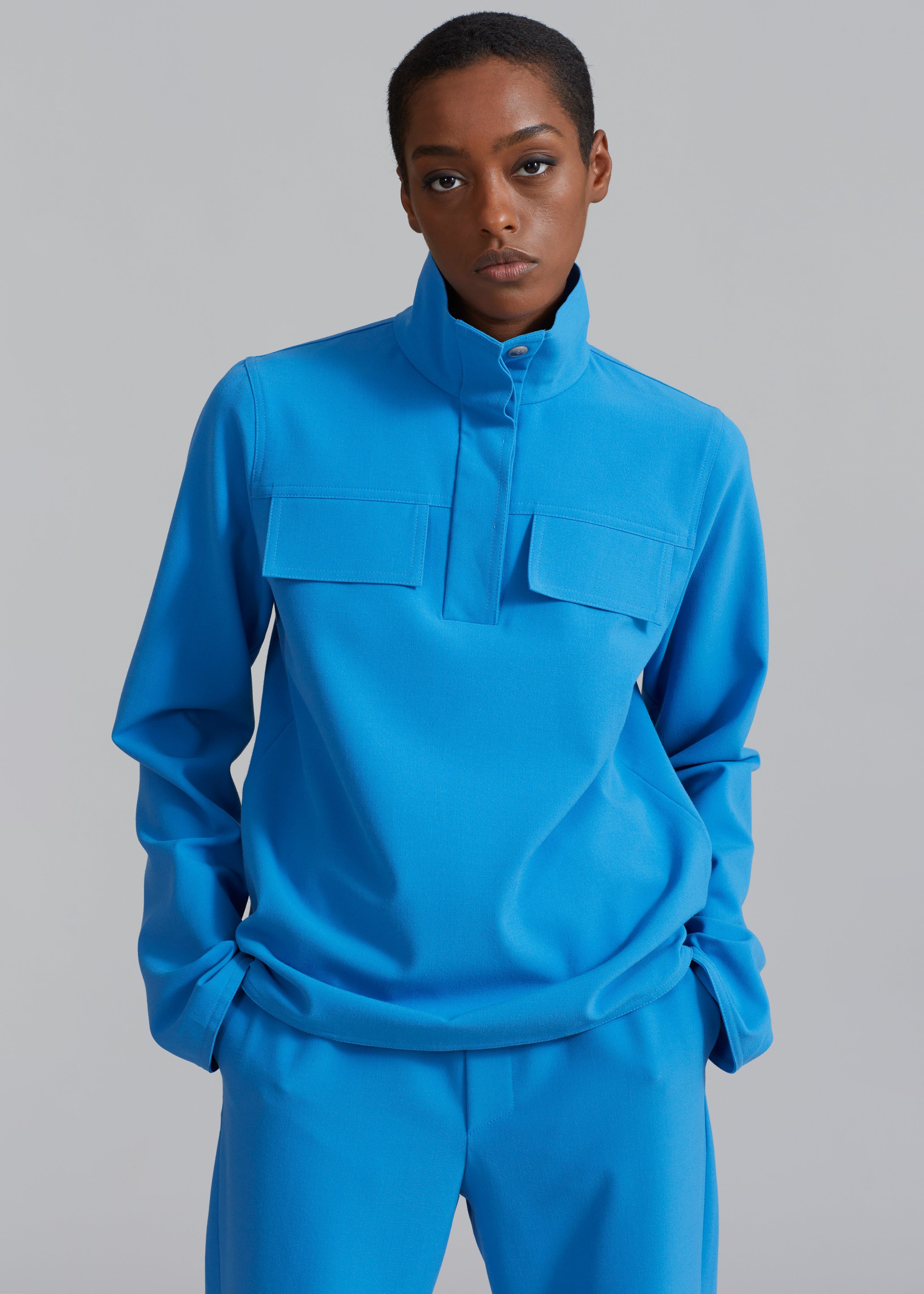 Nanushka Vivia Funnel Neck Top - Electric Blue - 5