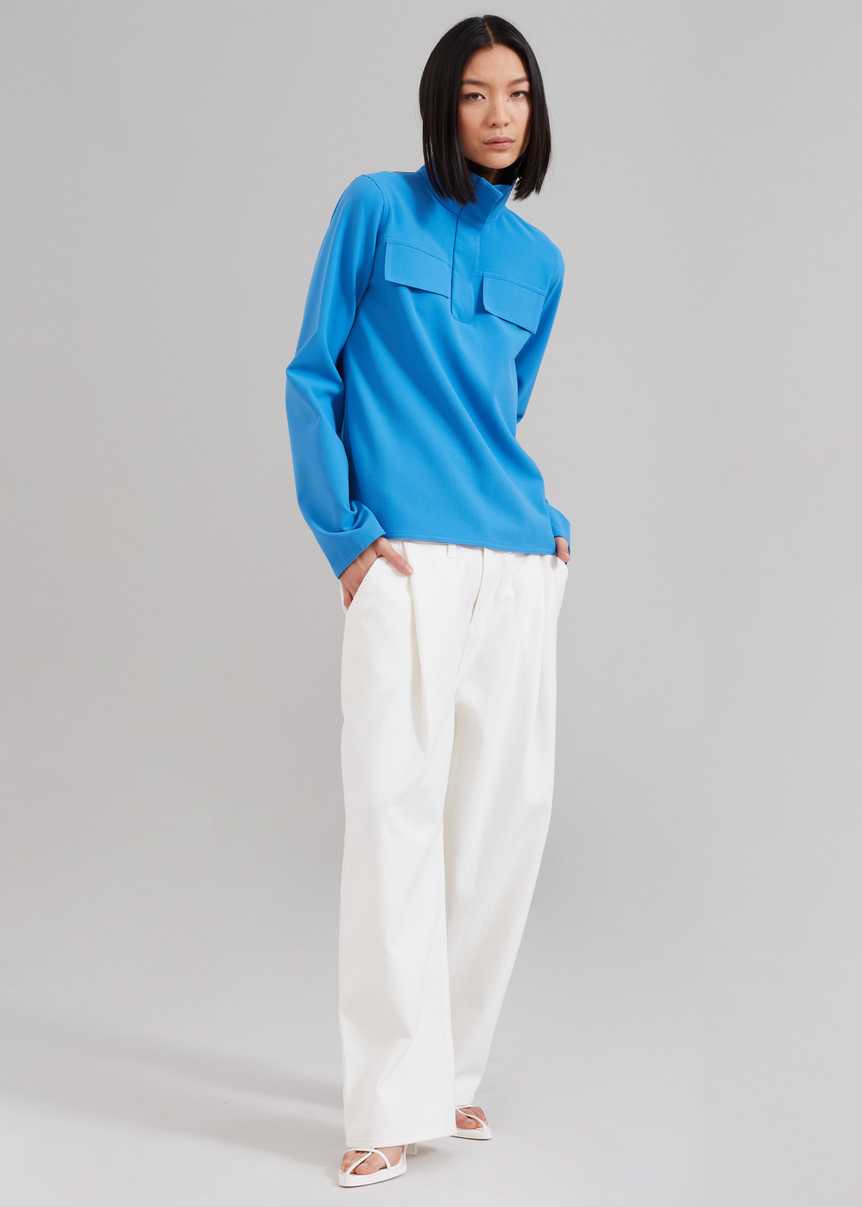 Nanushka Vivia Funnel Neck Top - Electric Blue - 6