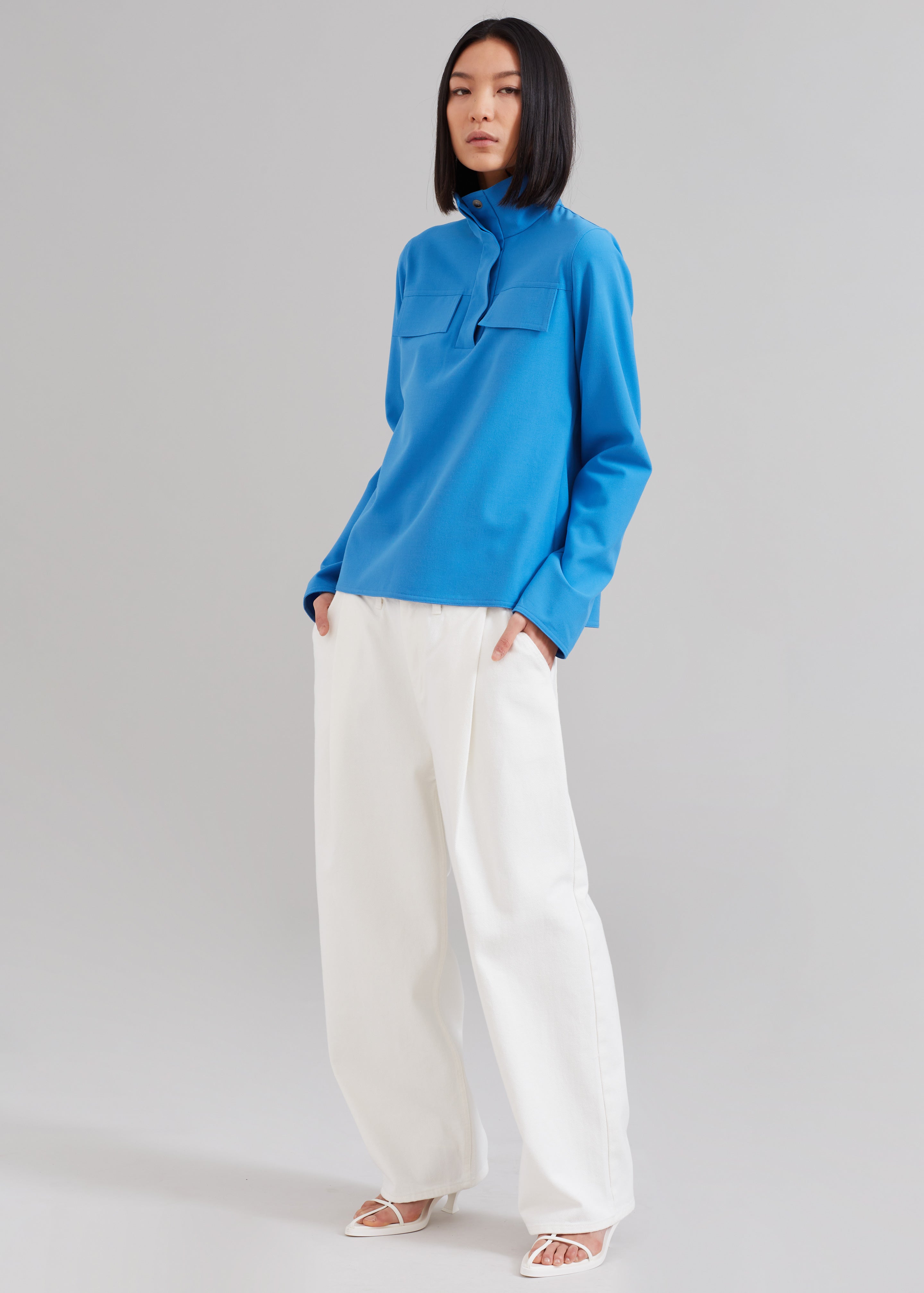Nanushka Vivia Funnel Neck Top - Electric Blue - 1