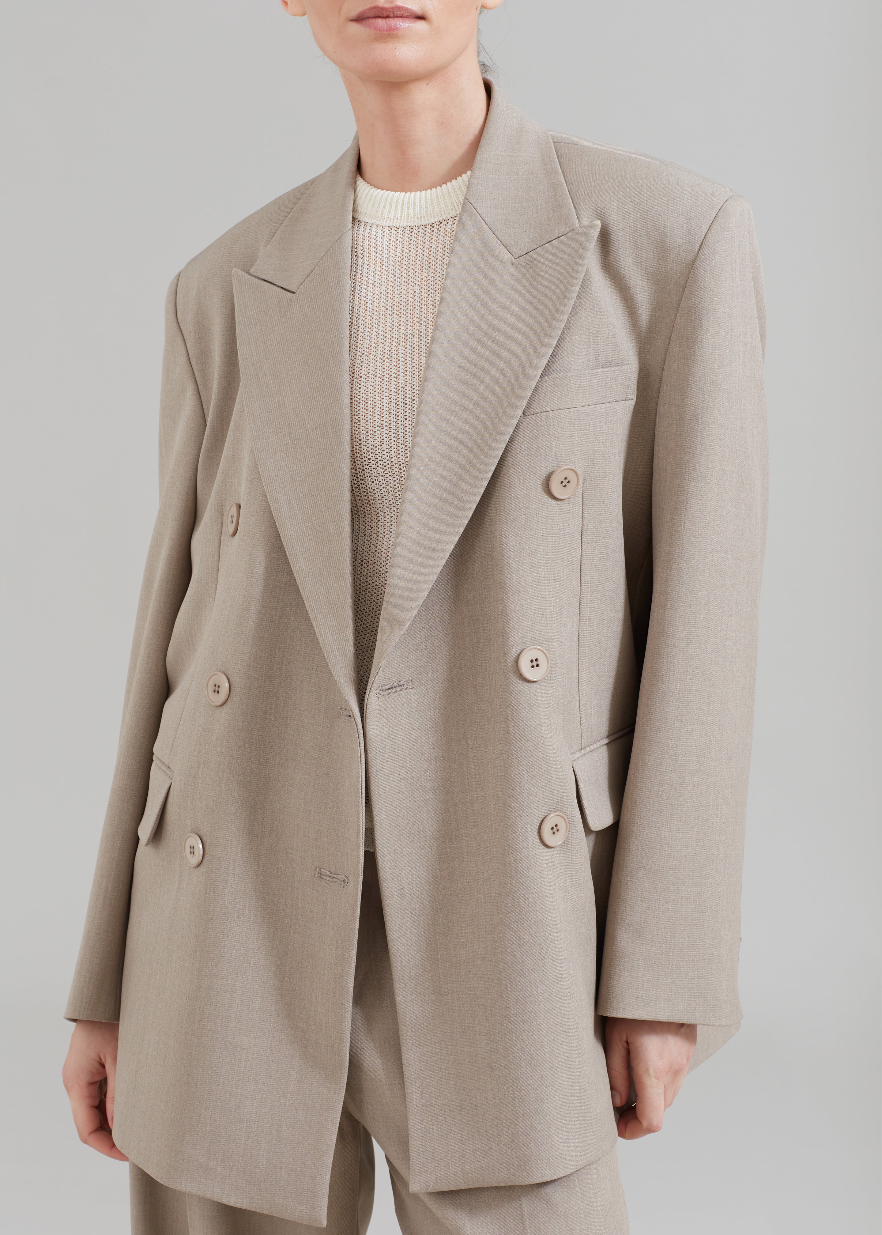 Nessi Double Breasted Blazer - Taupe - 4