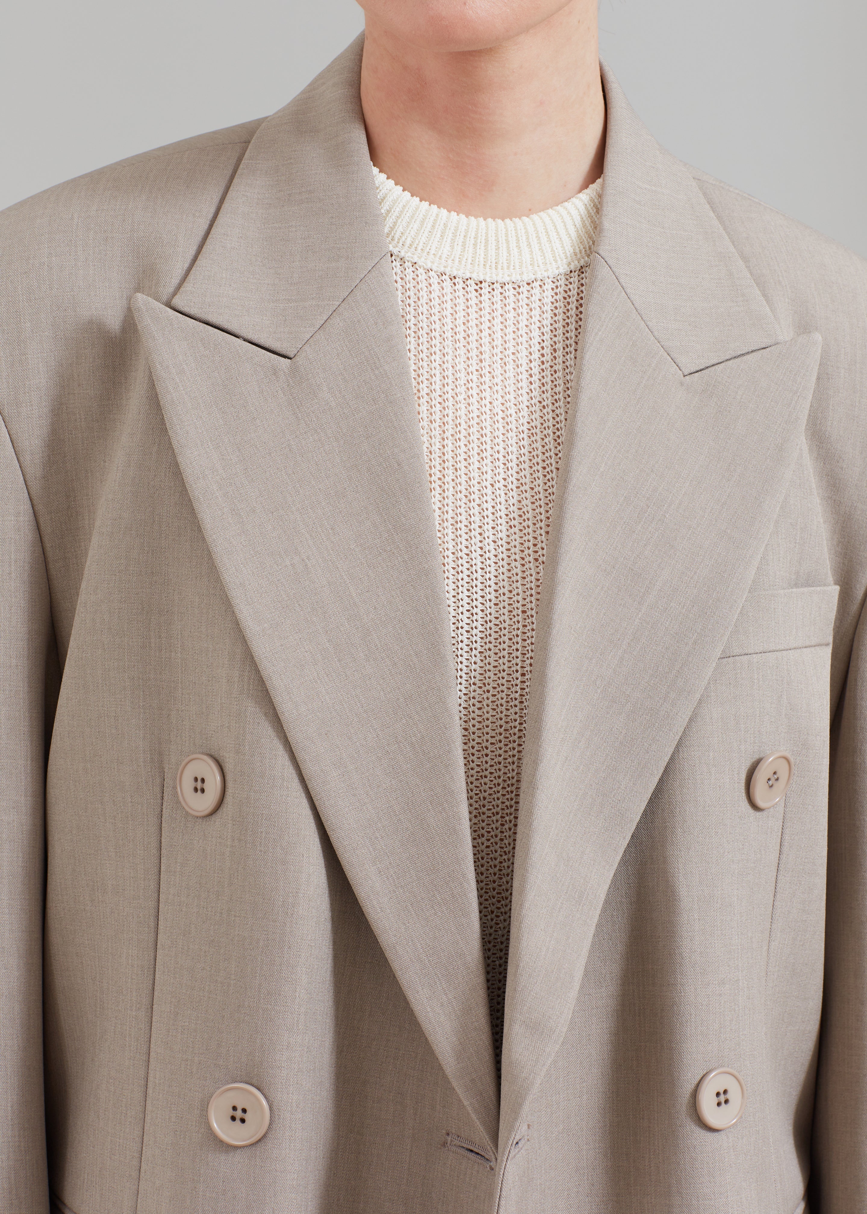 Nessi Double Breasted Blazer - Taupe - 3