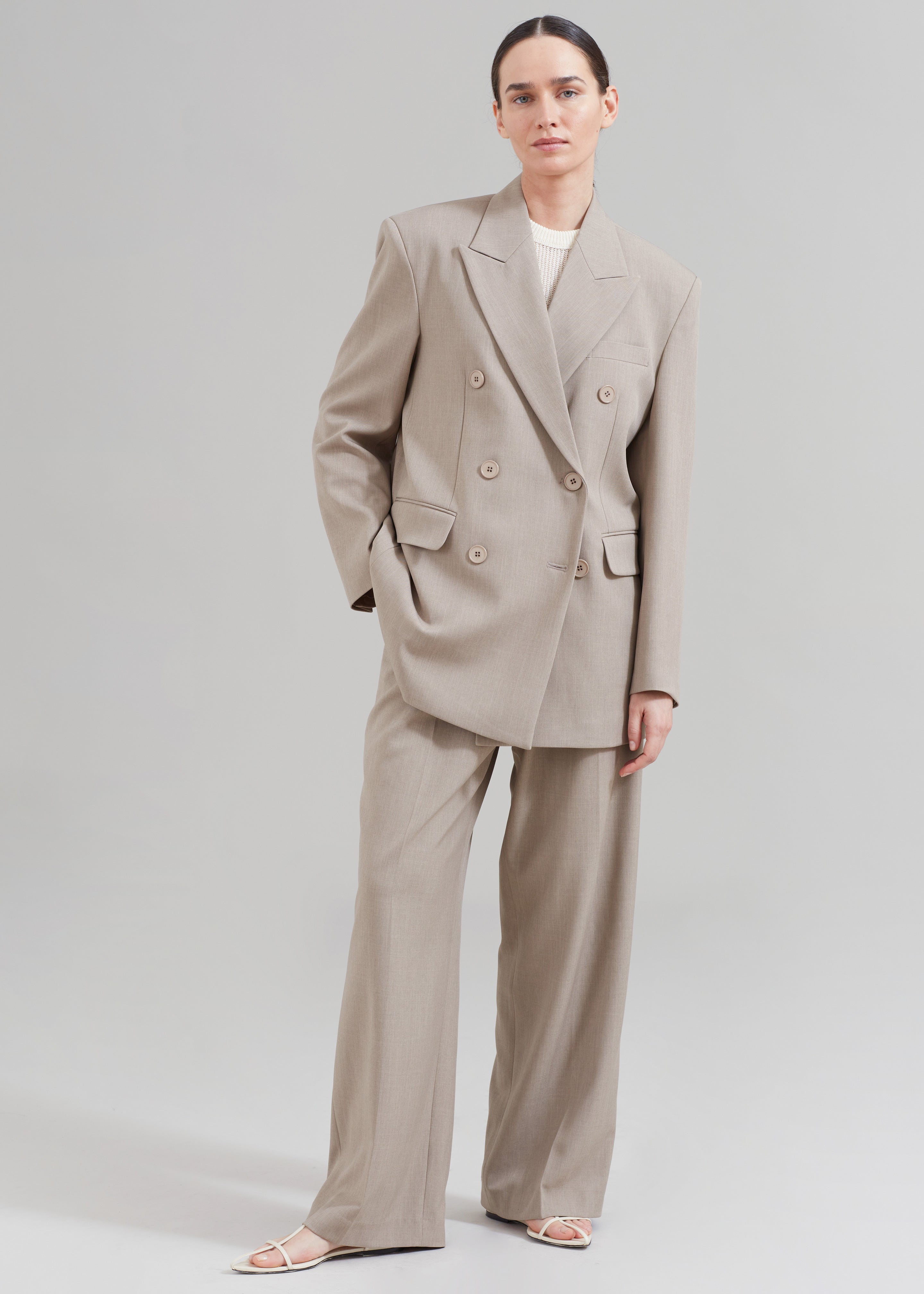 Nessi Double Breasted Blazer - Taupe - 7