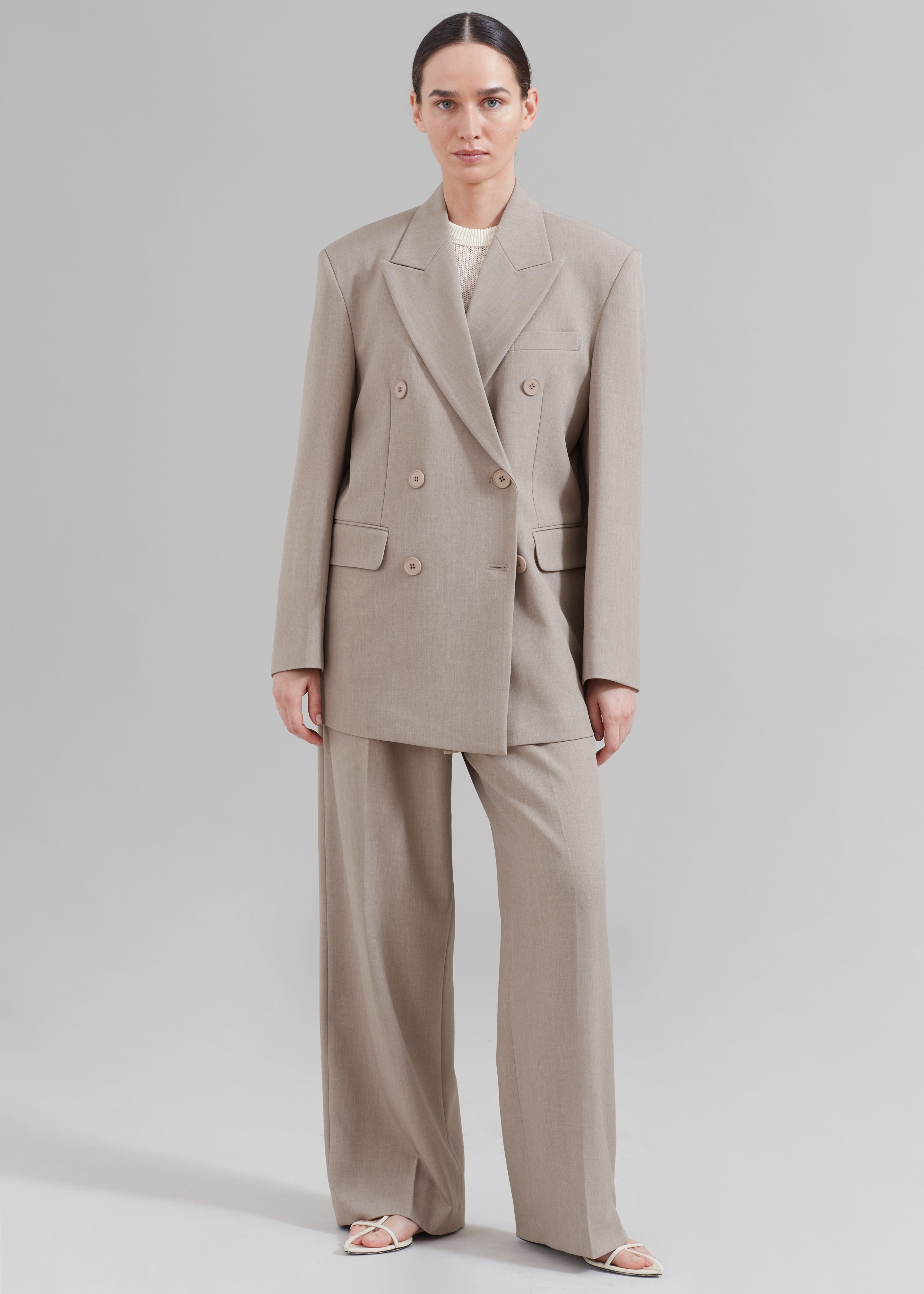 Nessi Double Breasted Blazer - Taupe - 9