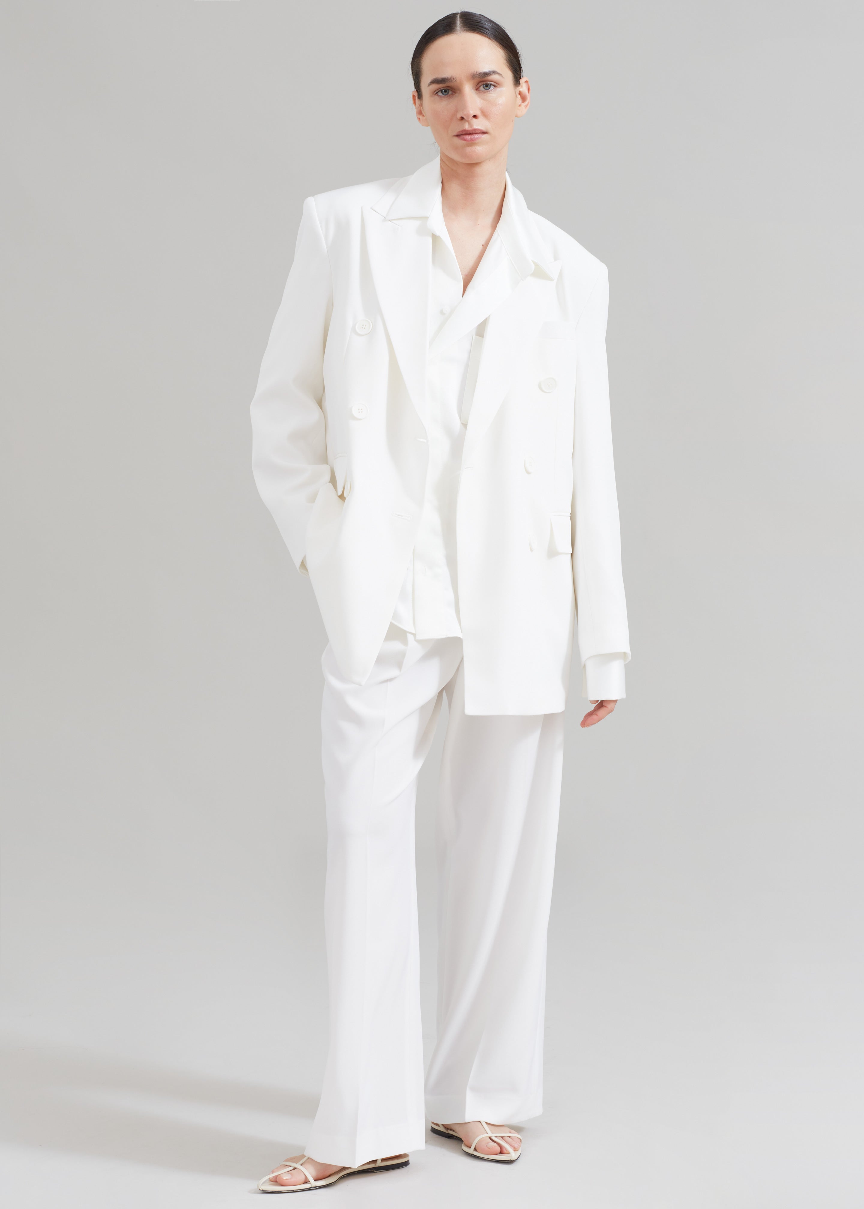 Nessi Double Breasted Blazer - White - 7