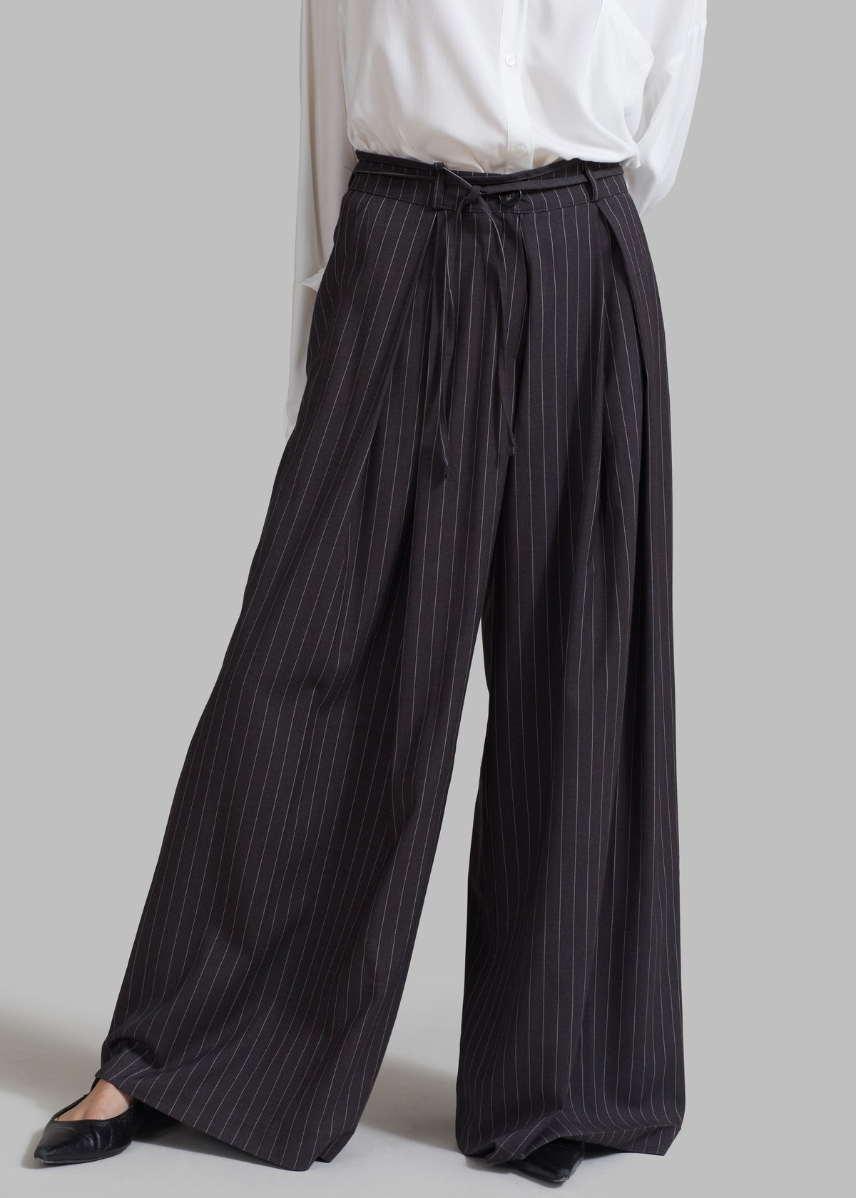 Noor Wide Pants - Grey Pinstripe - 7