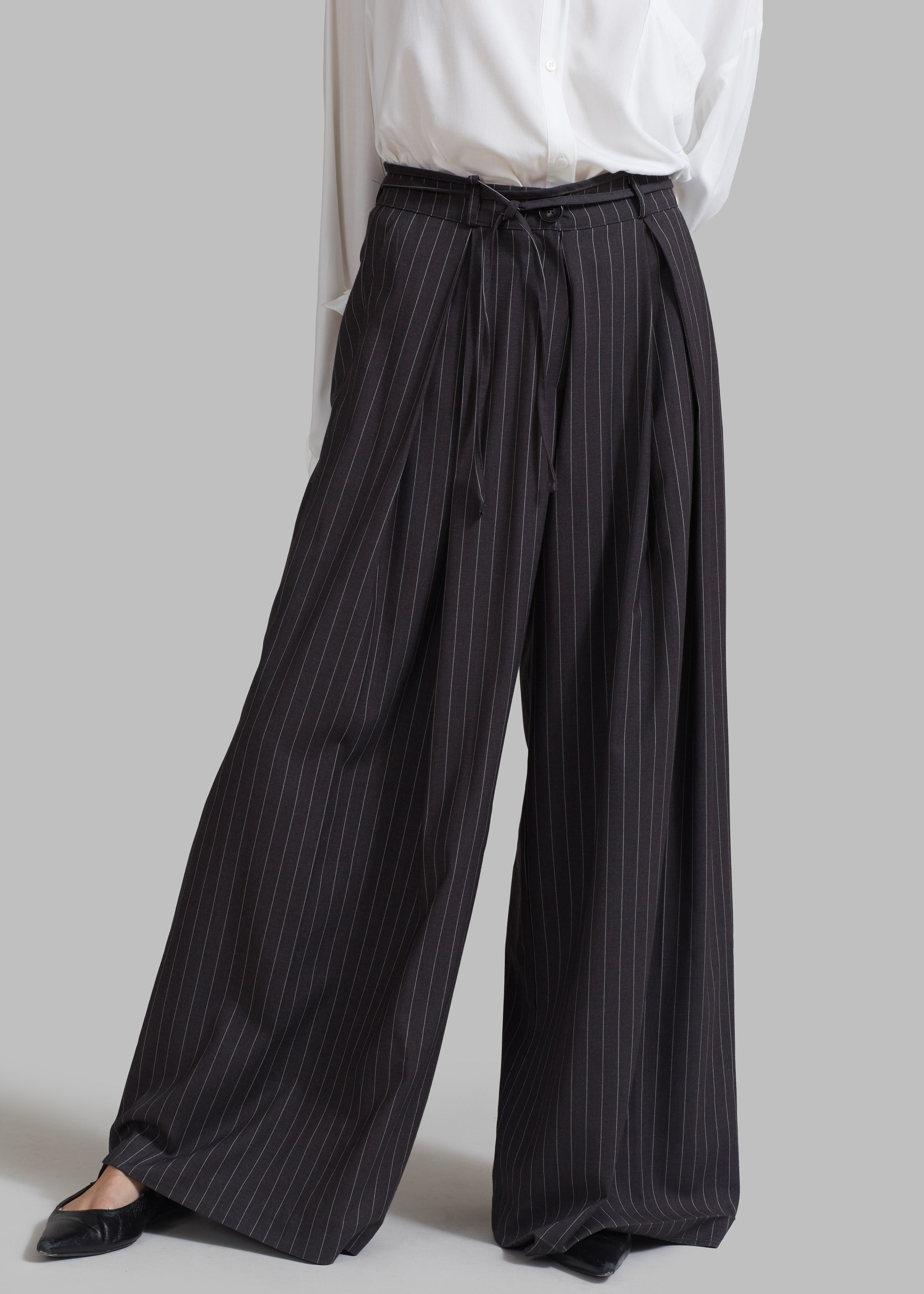 Noor Wide Pants - Grey Pinstripe - 7