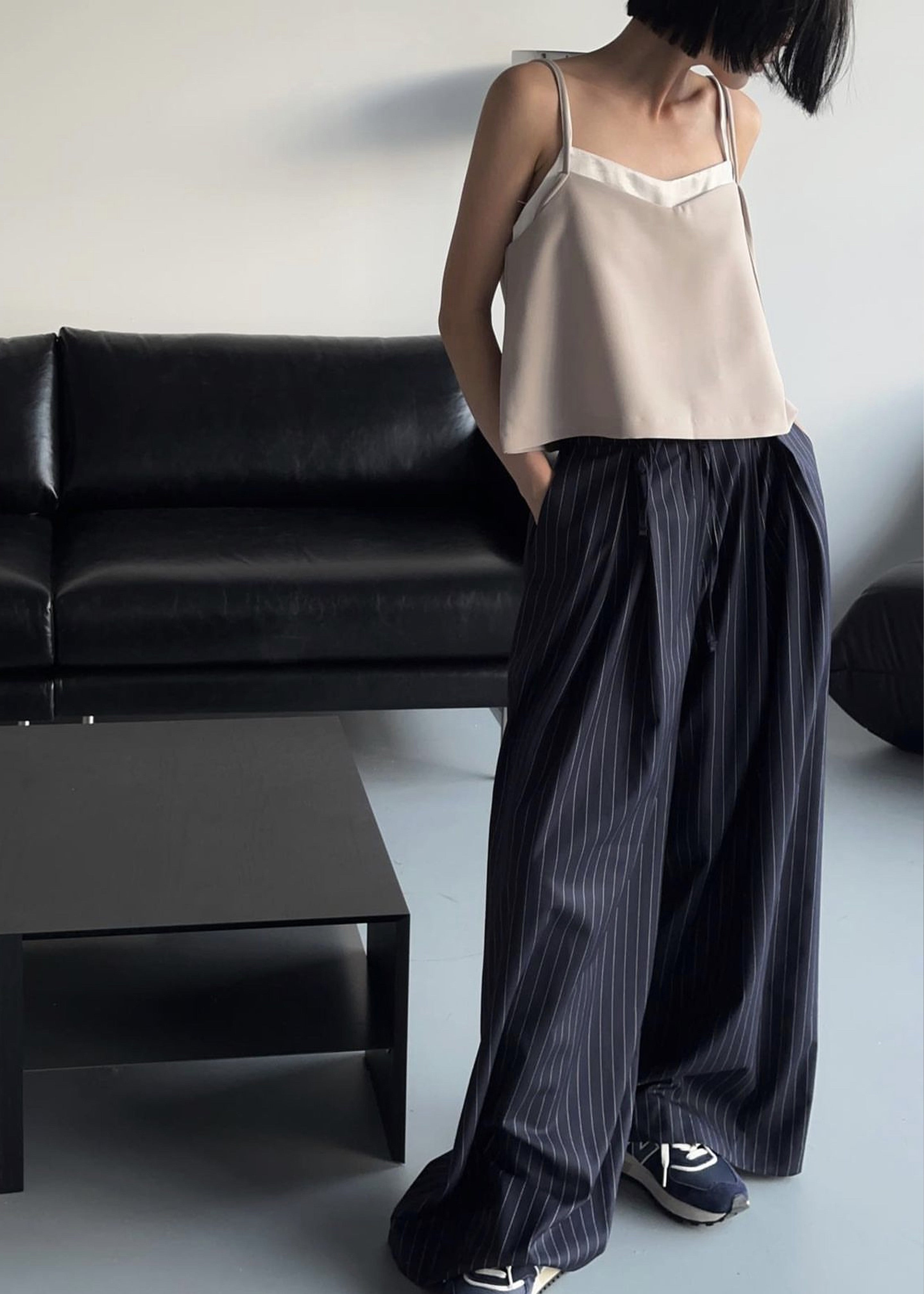 Noor Wide Pants - Navy Pinstripe - 5
