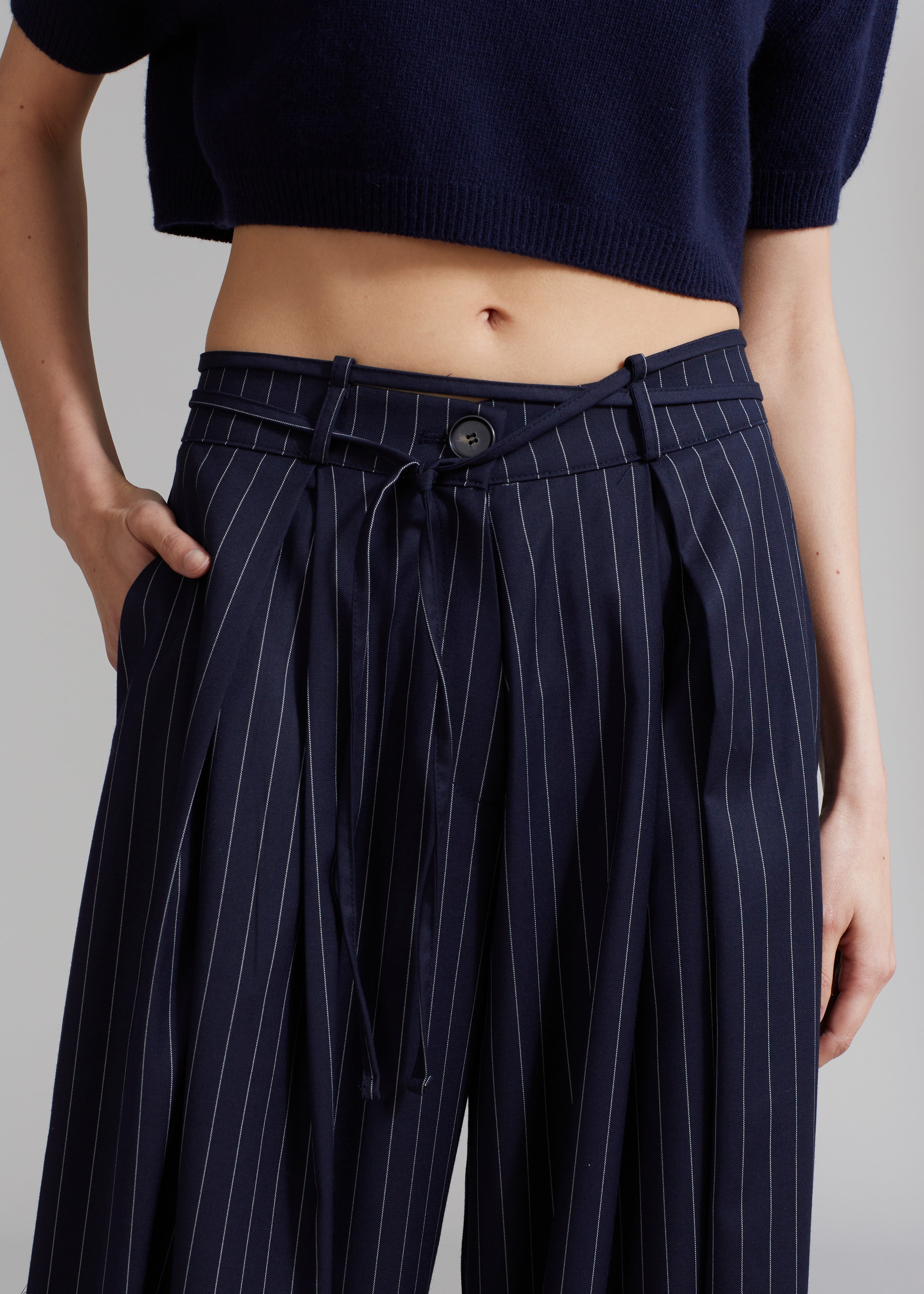 Noor Wide Pants - Navy Pinstripe - 2