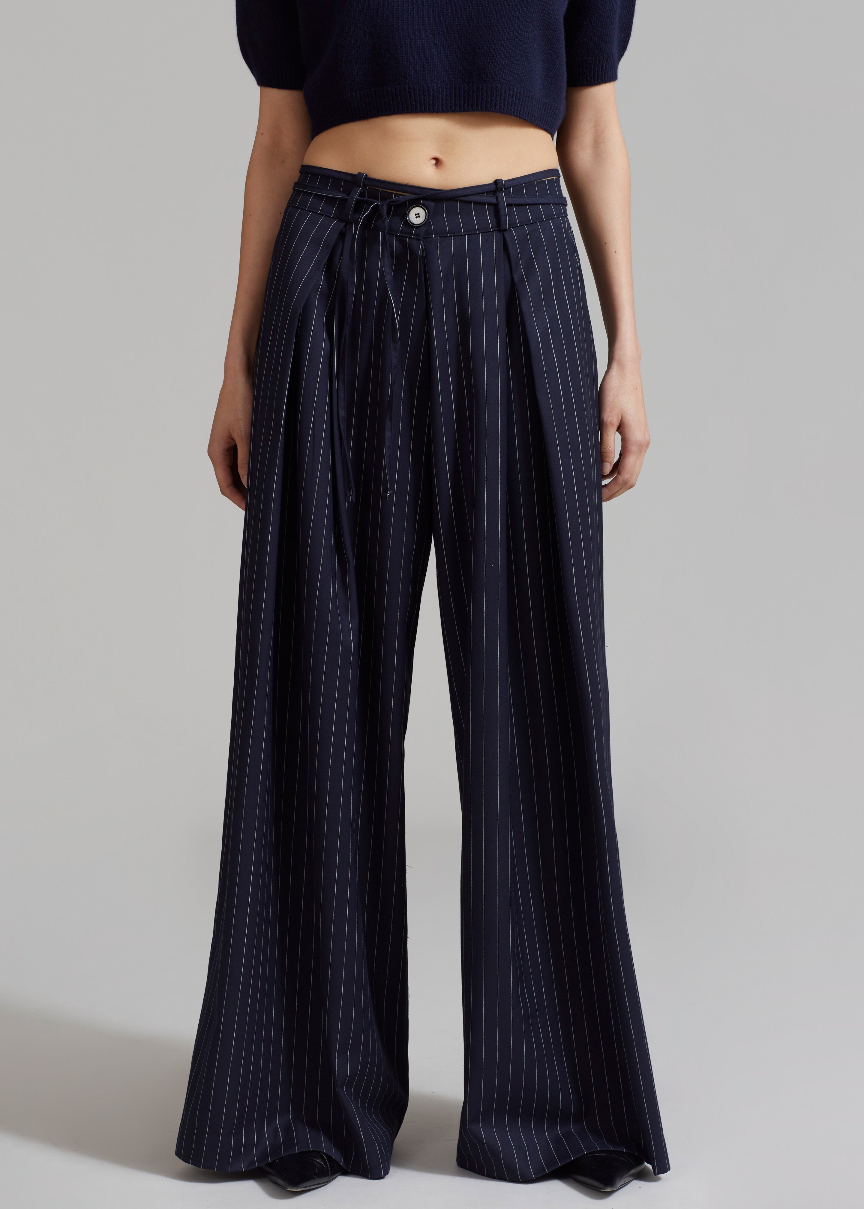 Noor Wide Pants - Navy Pinstripe - 4
