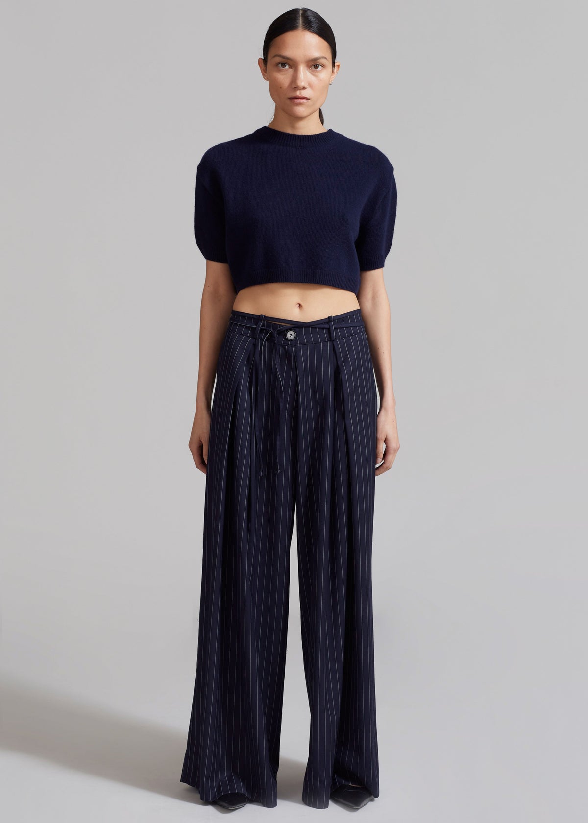 Noor Wide Pants - Navy Pinstripe - 8