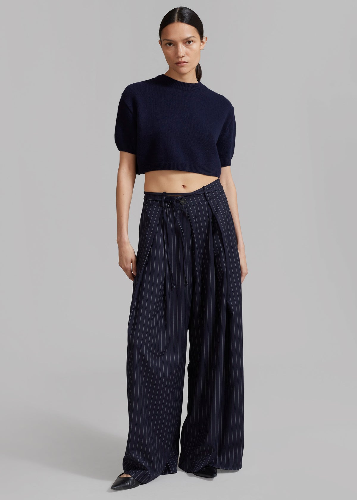 Noor Wide Pants - Navy Pinstripe - 3