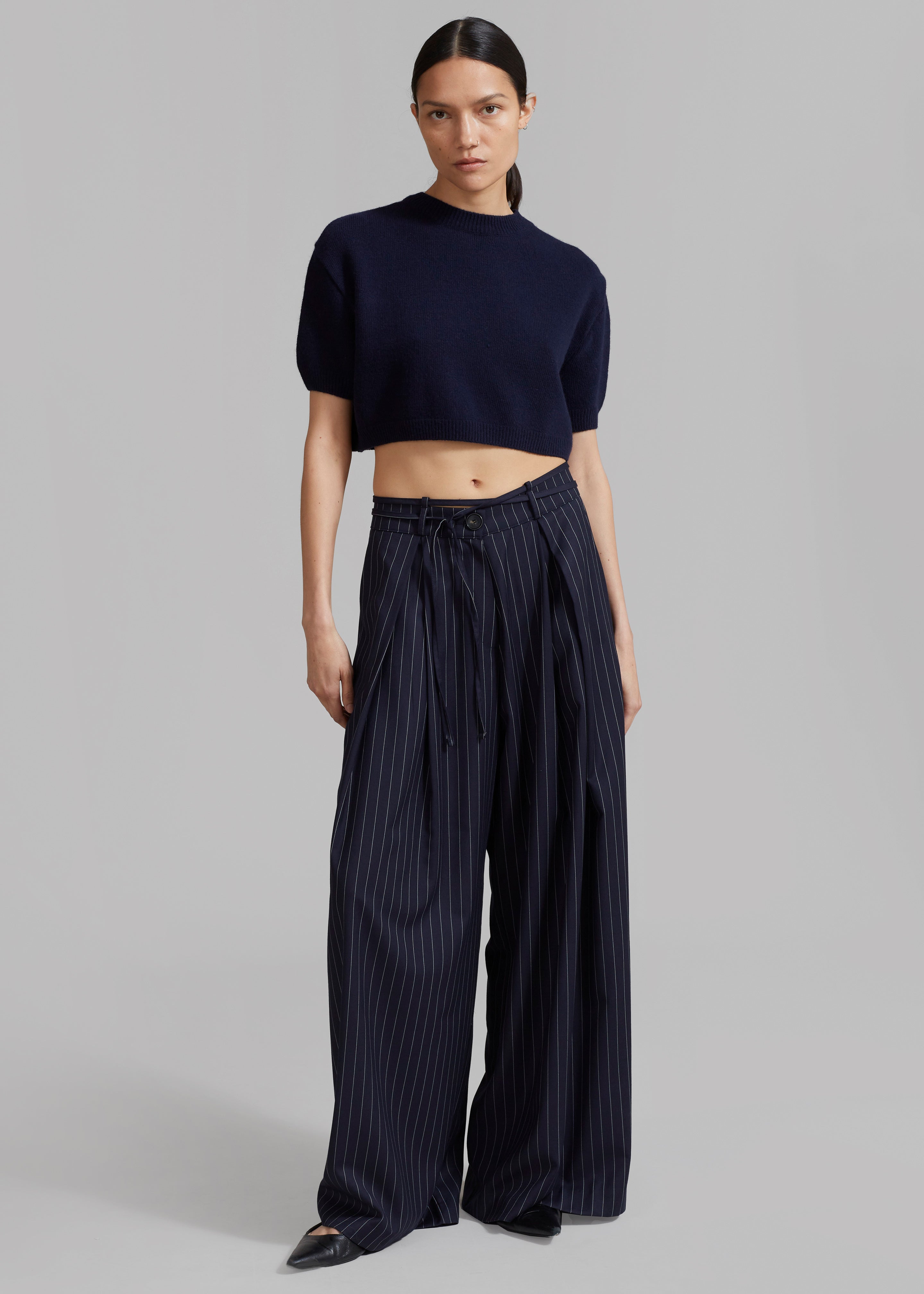 Noor Wide Pants - Navy Pinstripe - 3