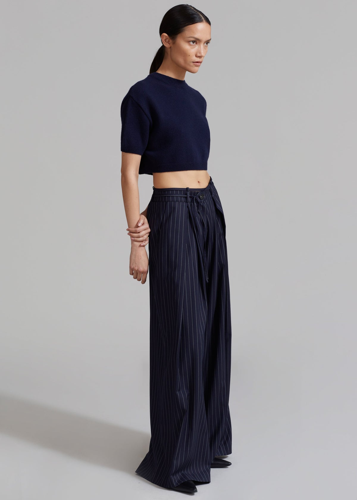Noor Wide Pants - Navy Pinstripe - 6
