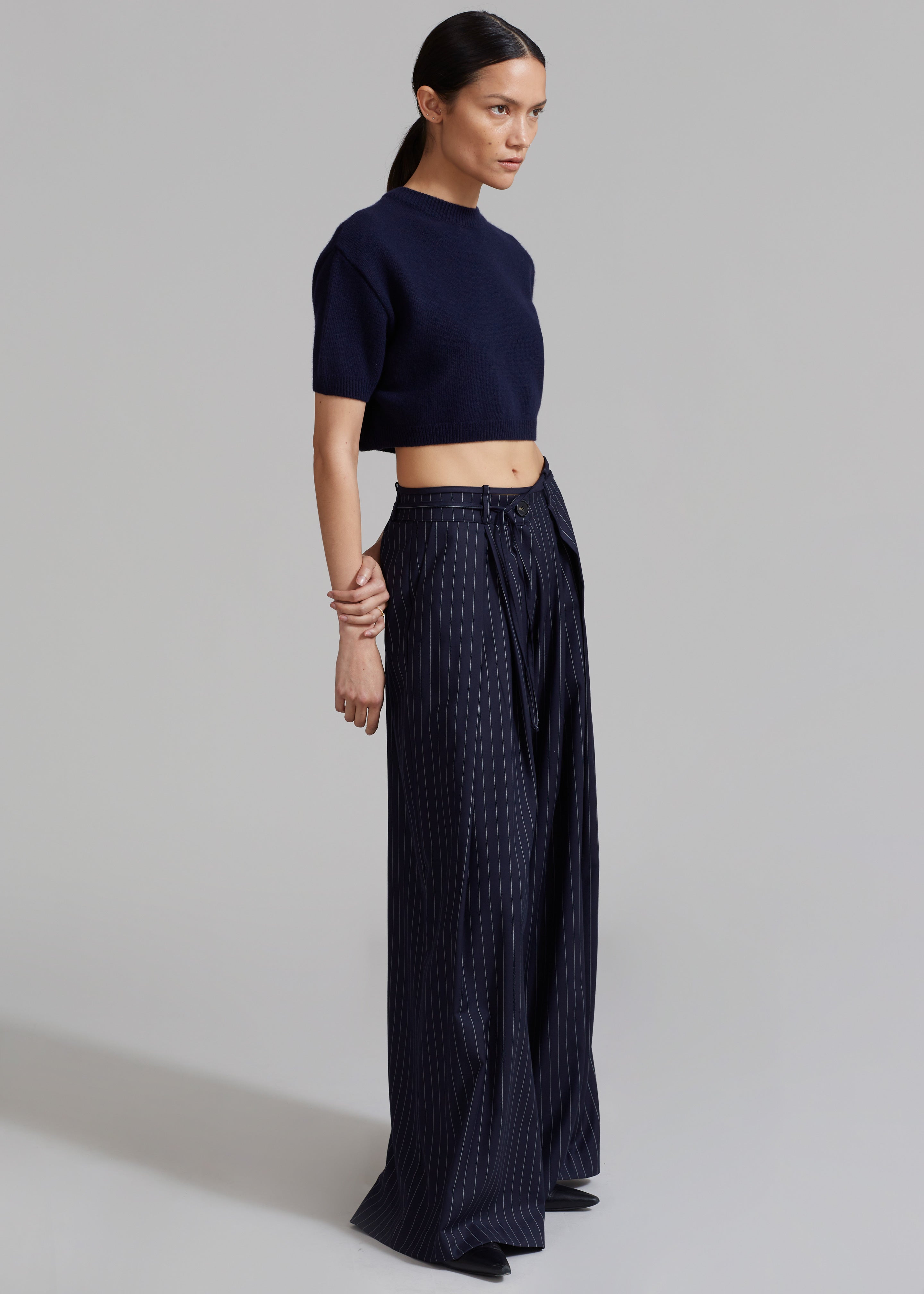 Noor Wide Pants - Navy Pinstripe - 6