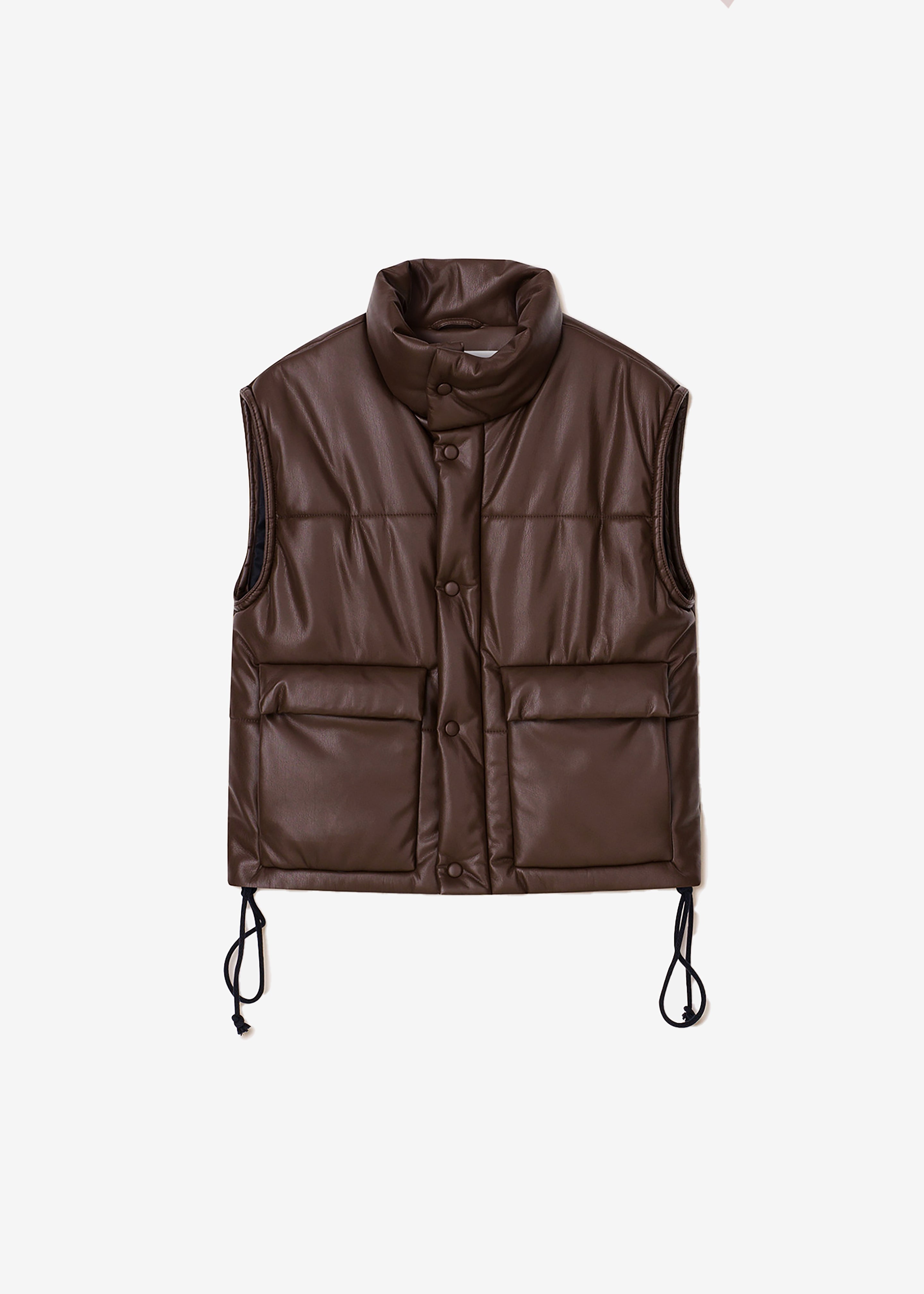Nanushka Jovan Cropped Puffer Vest - Dark Brown - 11