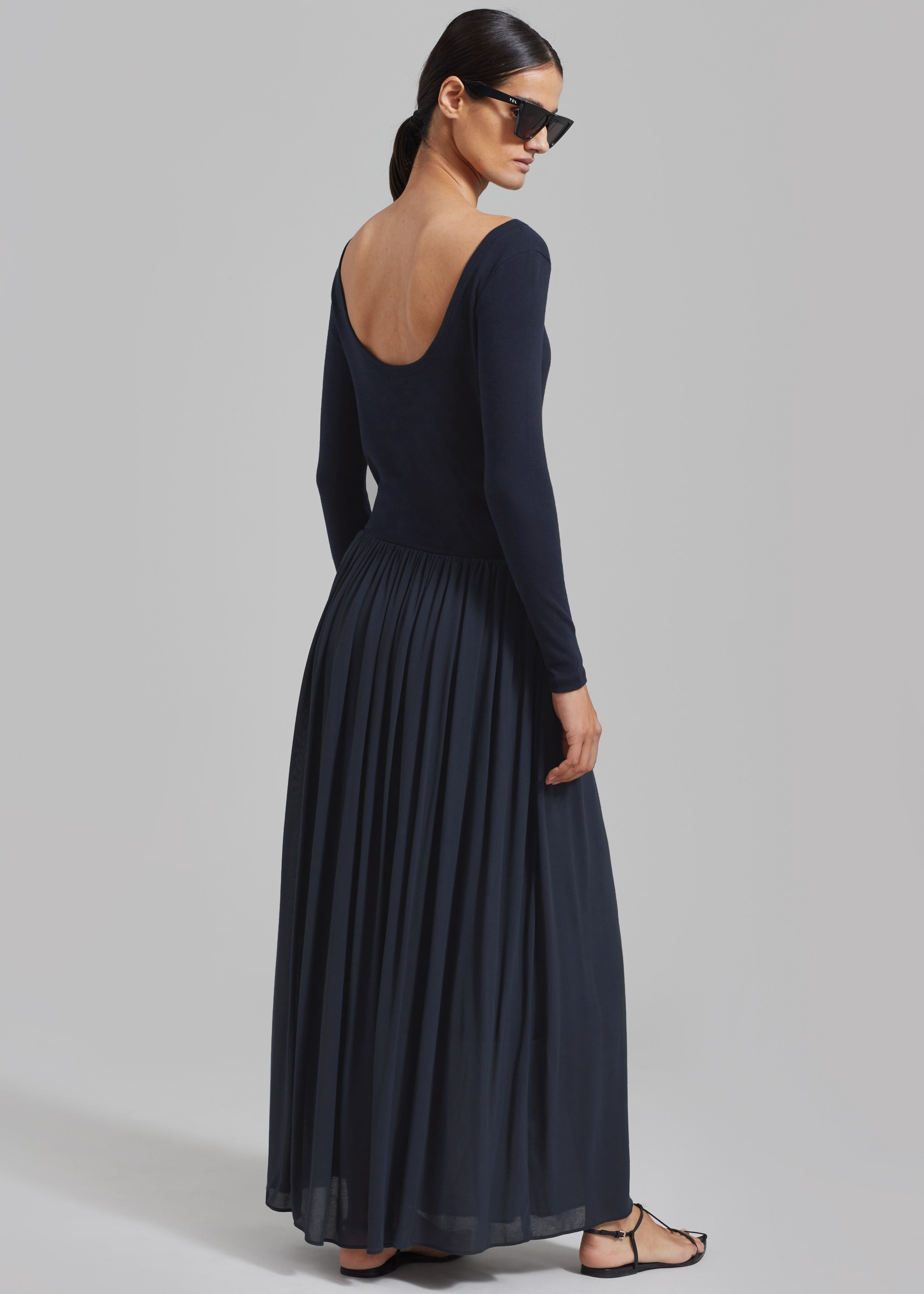 Odette Gathered Skirt Maxi Dress - Navy - 7