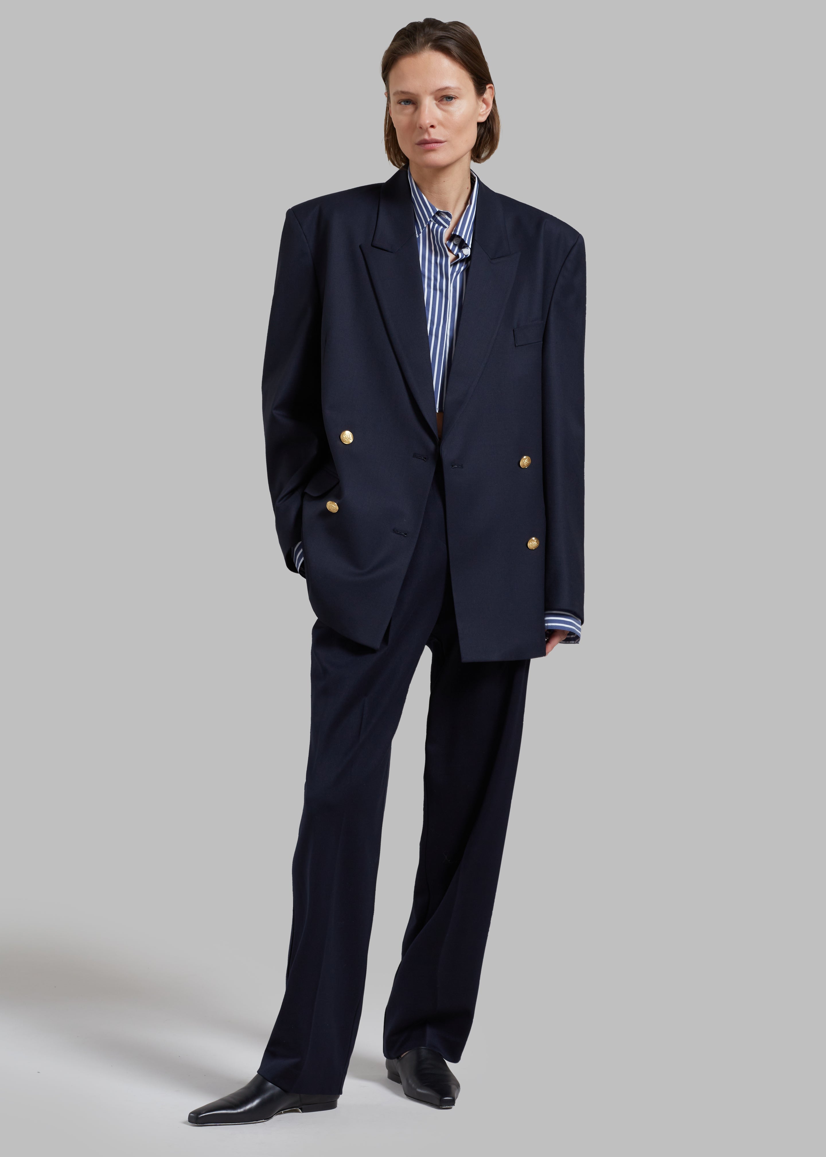 Oline Double Breasted Blazer - Dark Navy - 1