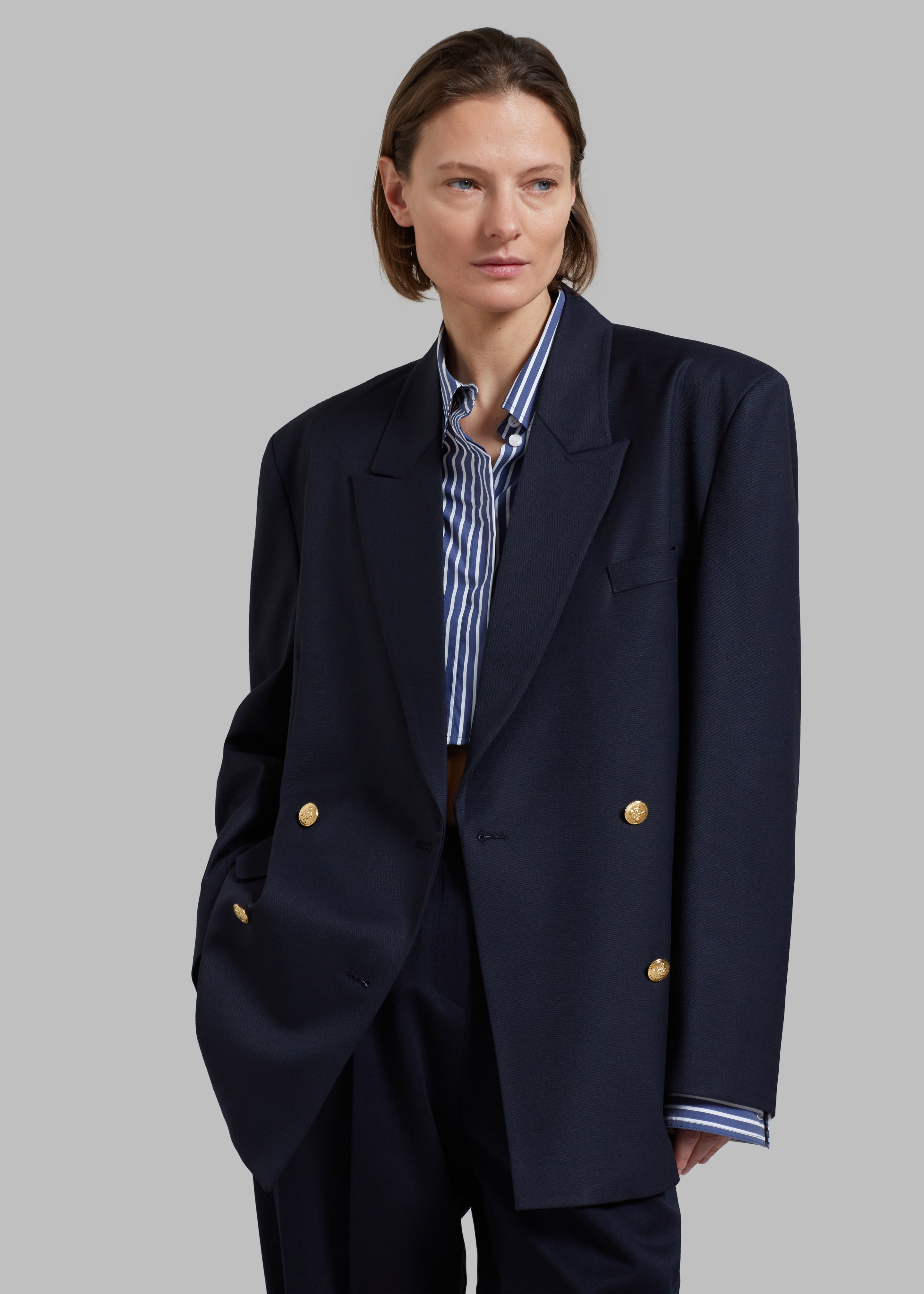 Oline Double Breasted Blazer - Dark Navy - 6