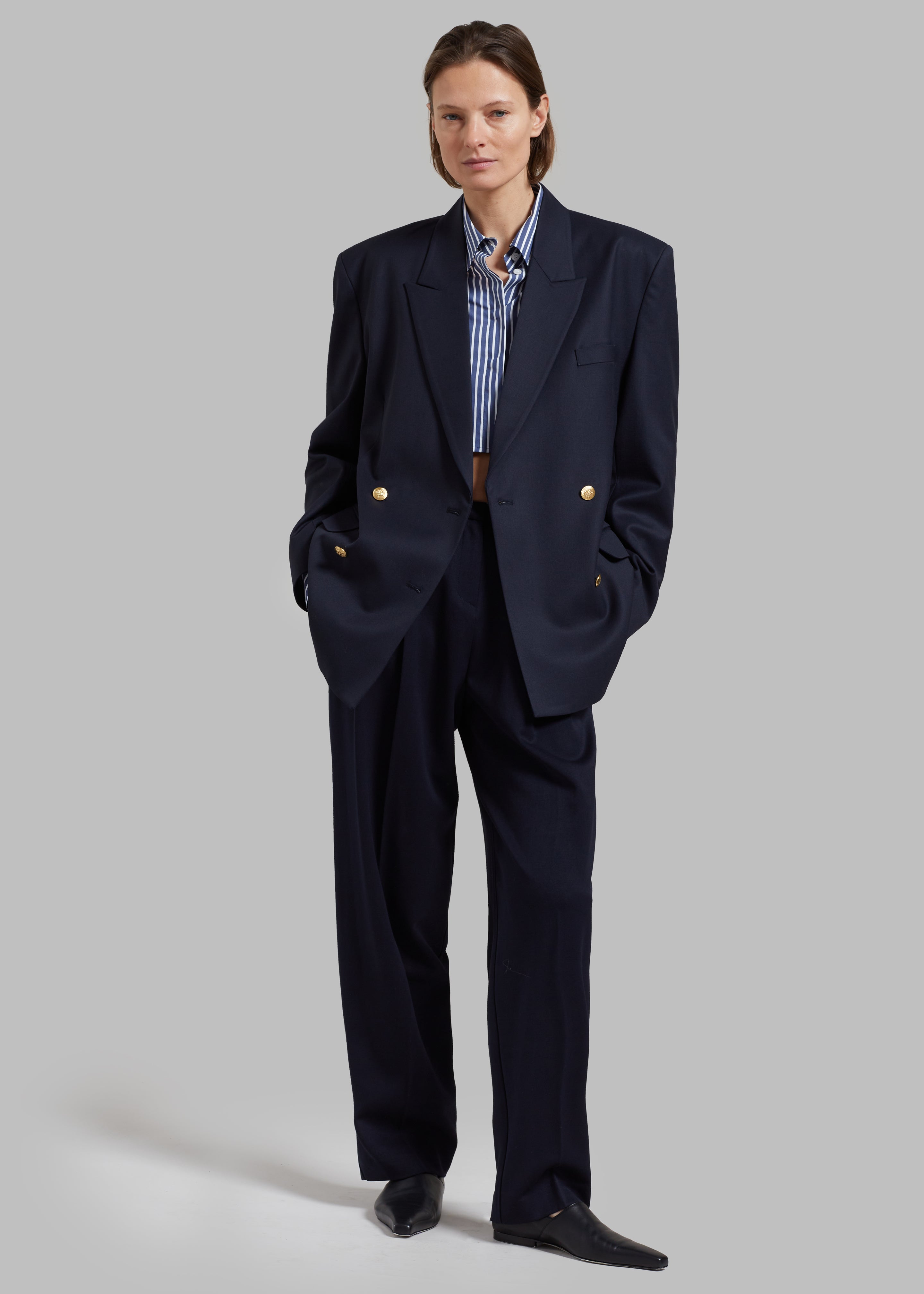 Oline Double Breasted Blazer - Dark Navy - 3