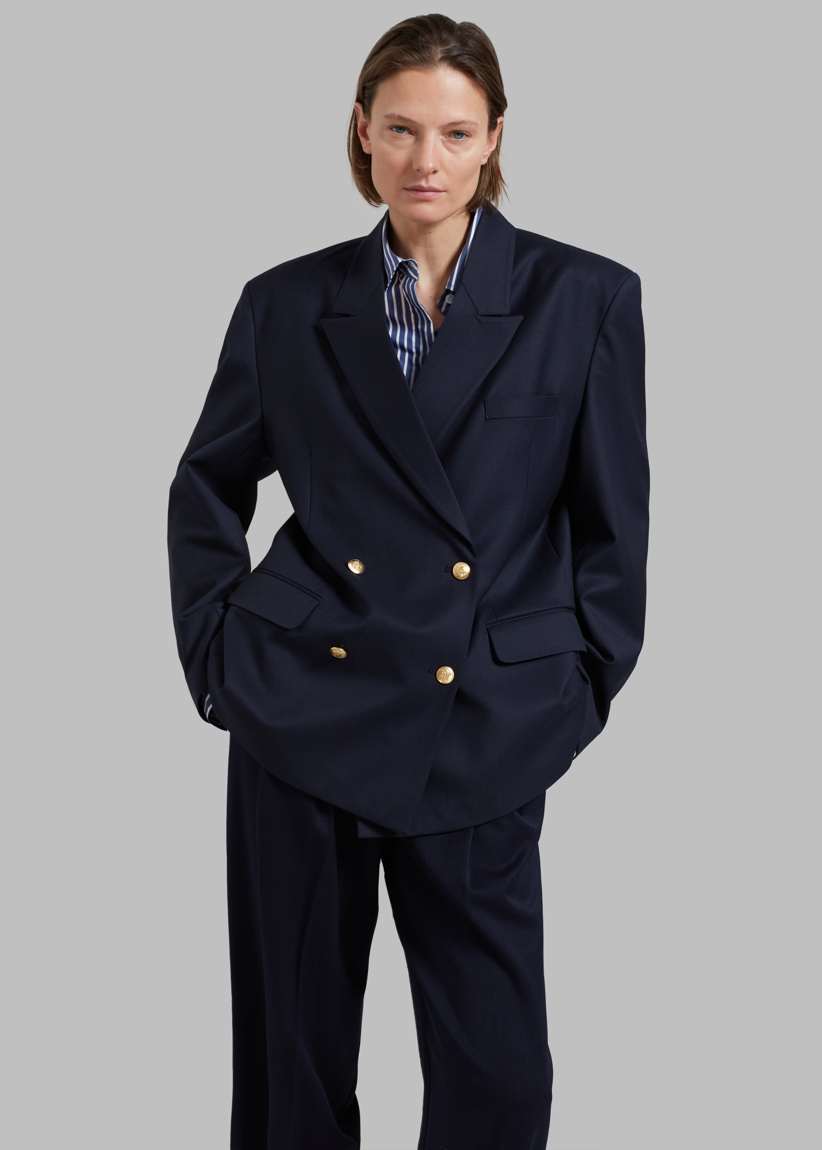 Oline Double Breasted Blazer - Dark Navy - 2