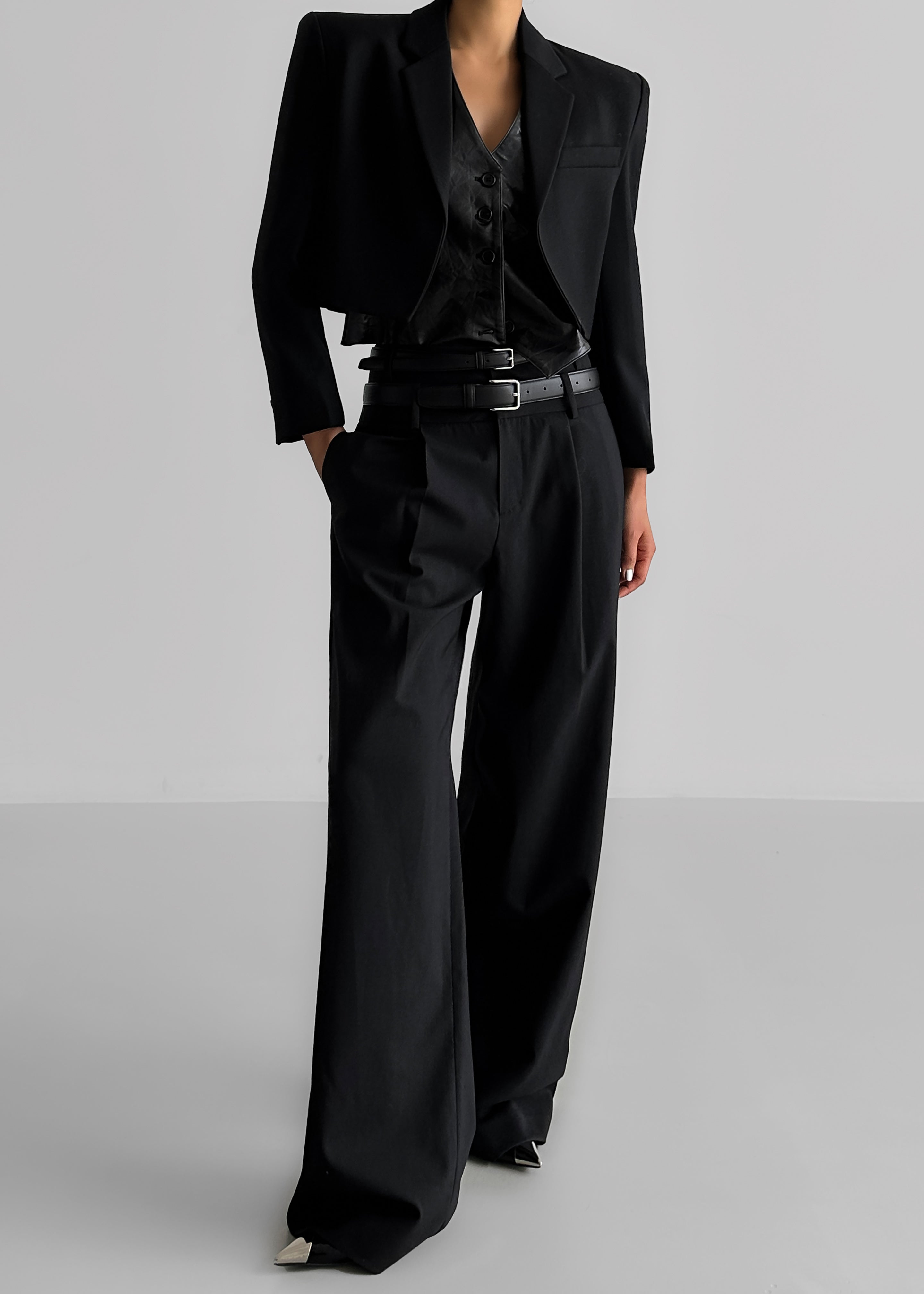 Olwen Pintuck Trousers - Black - 1