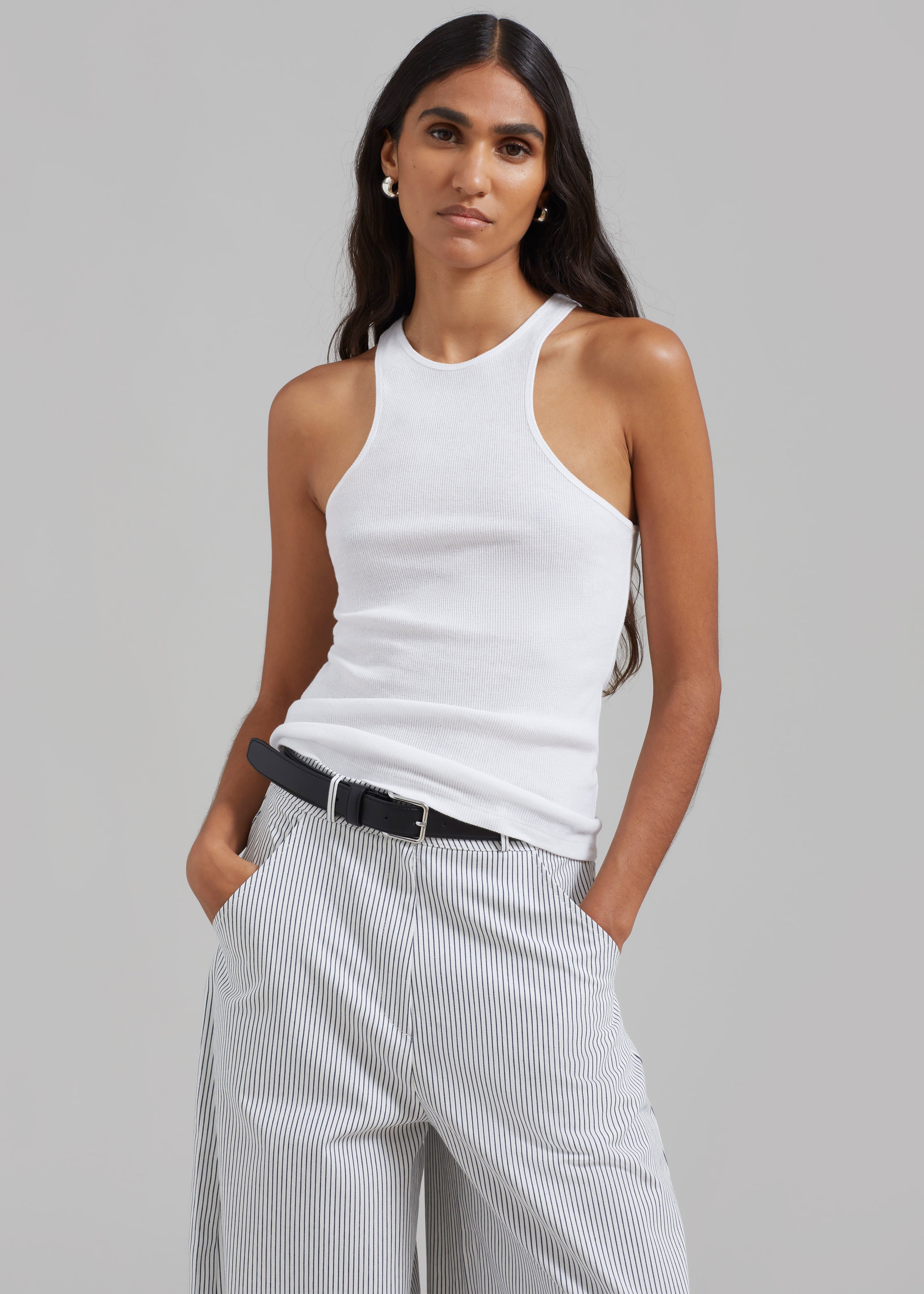 Ophelia Rib Tank Top - White - 4
