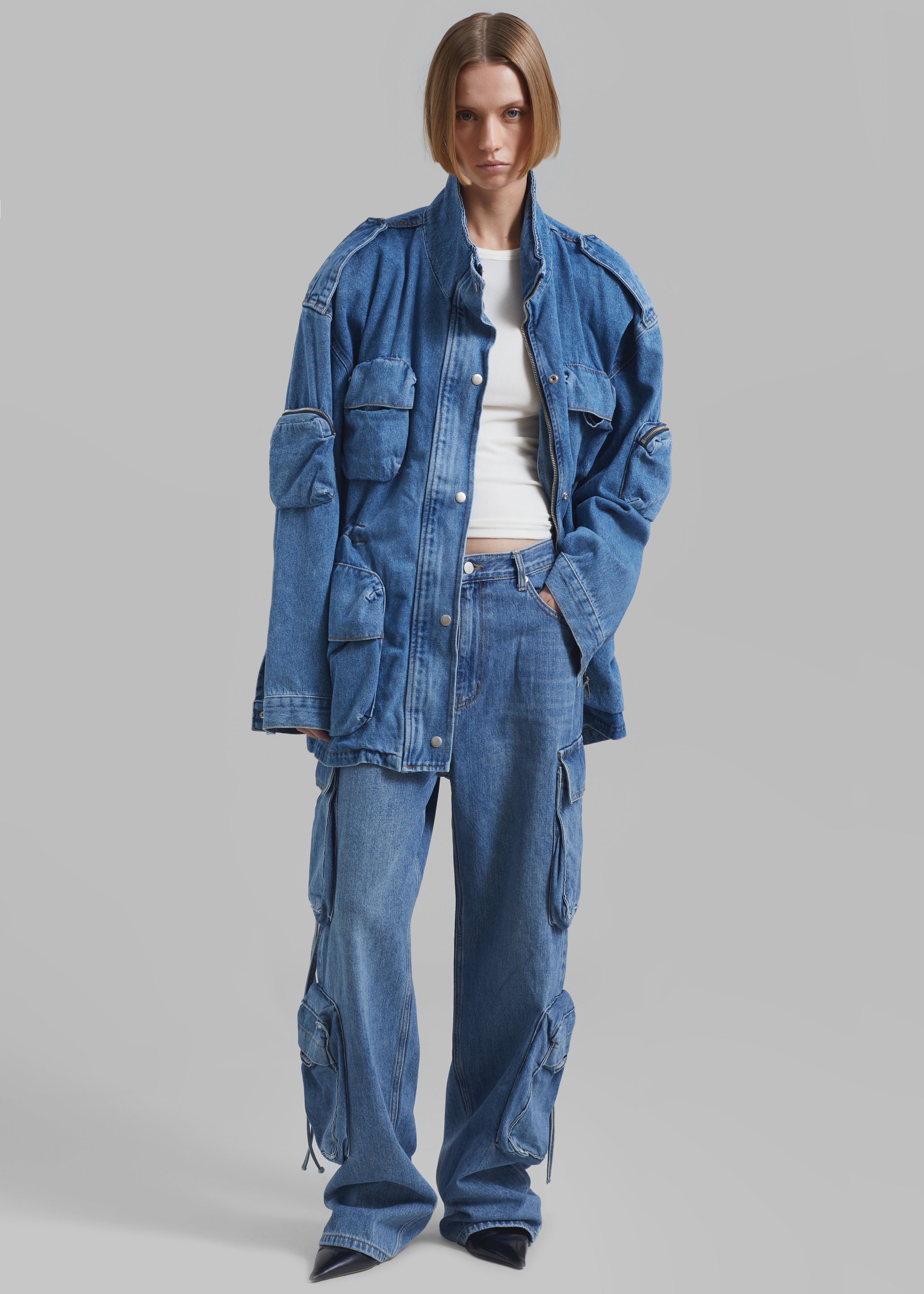 Parker Denim Cargo Pants - Medium Wash - 10
