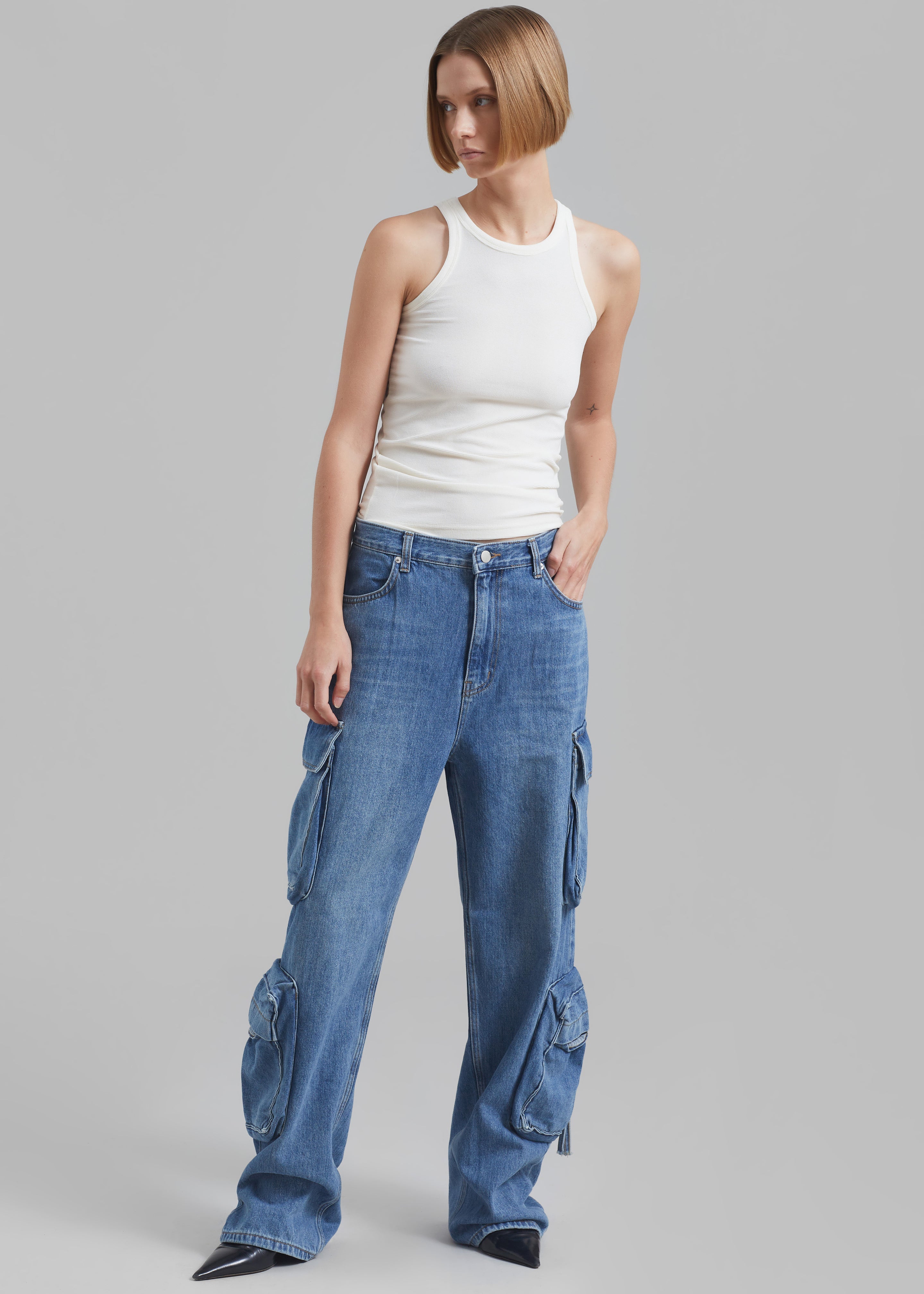 Parker Denim Cargo Pants - Medium Wash - 8