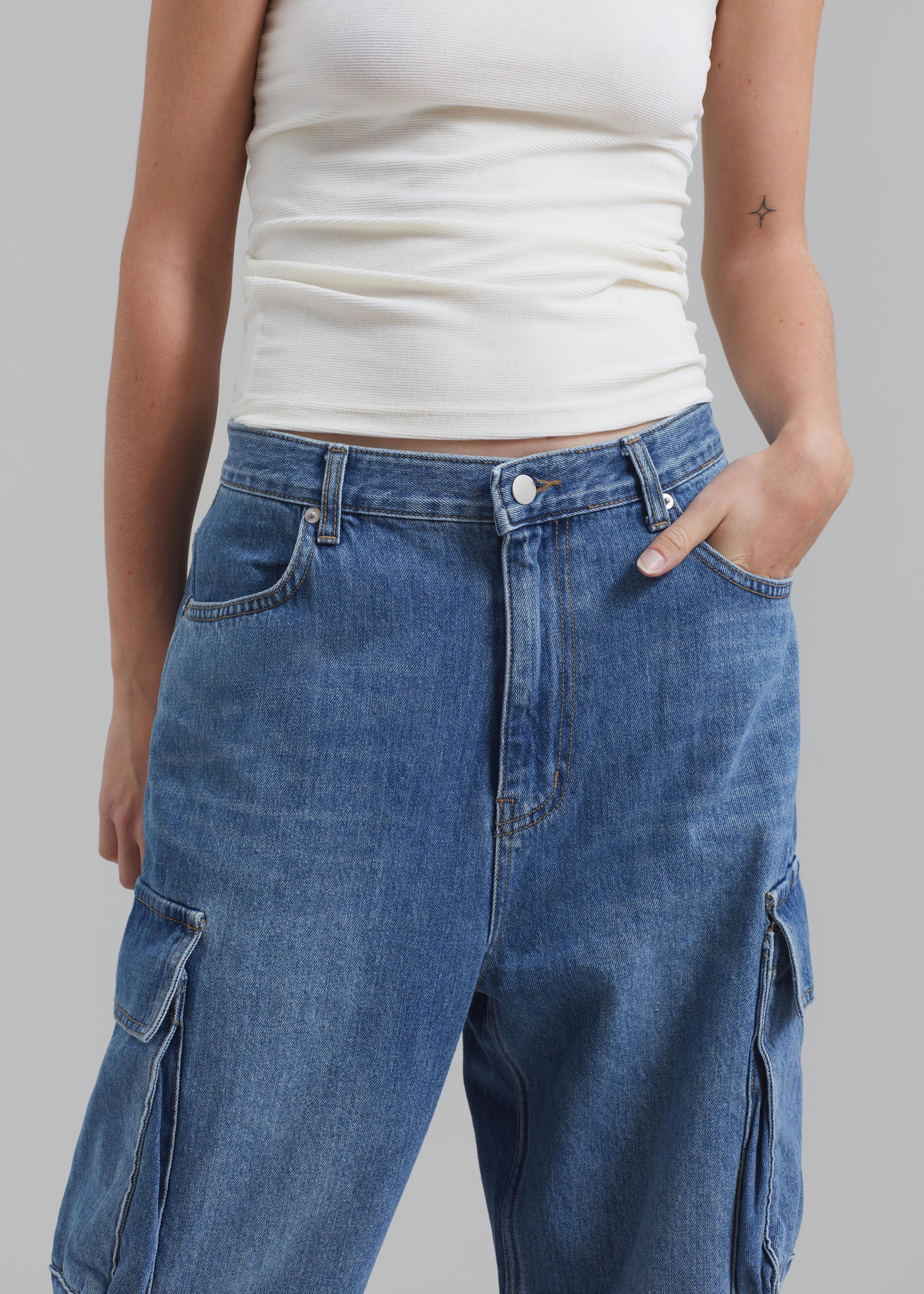 Parker Denim Cargo Pants - Medium Wash - 4