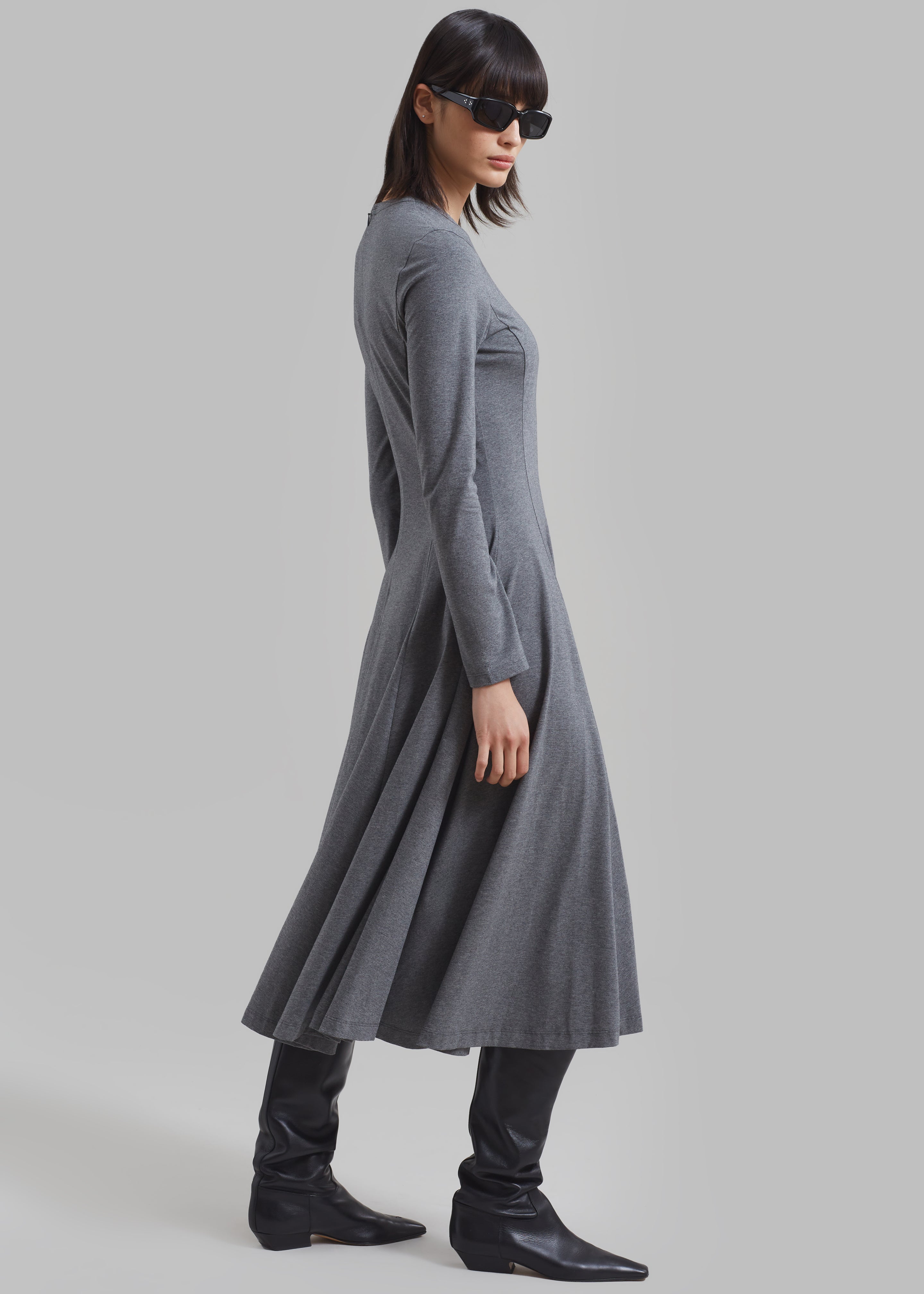 3.1 Phillip Lim Jersey Flare Dress - Charcoal Melange - 5