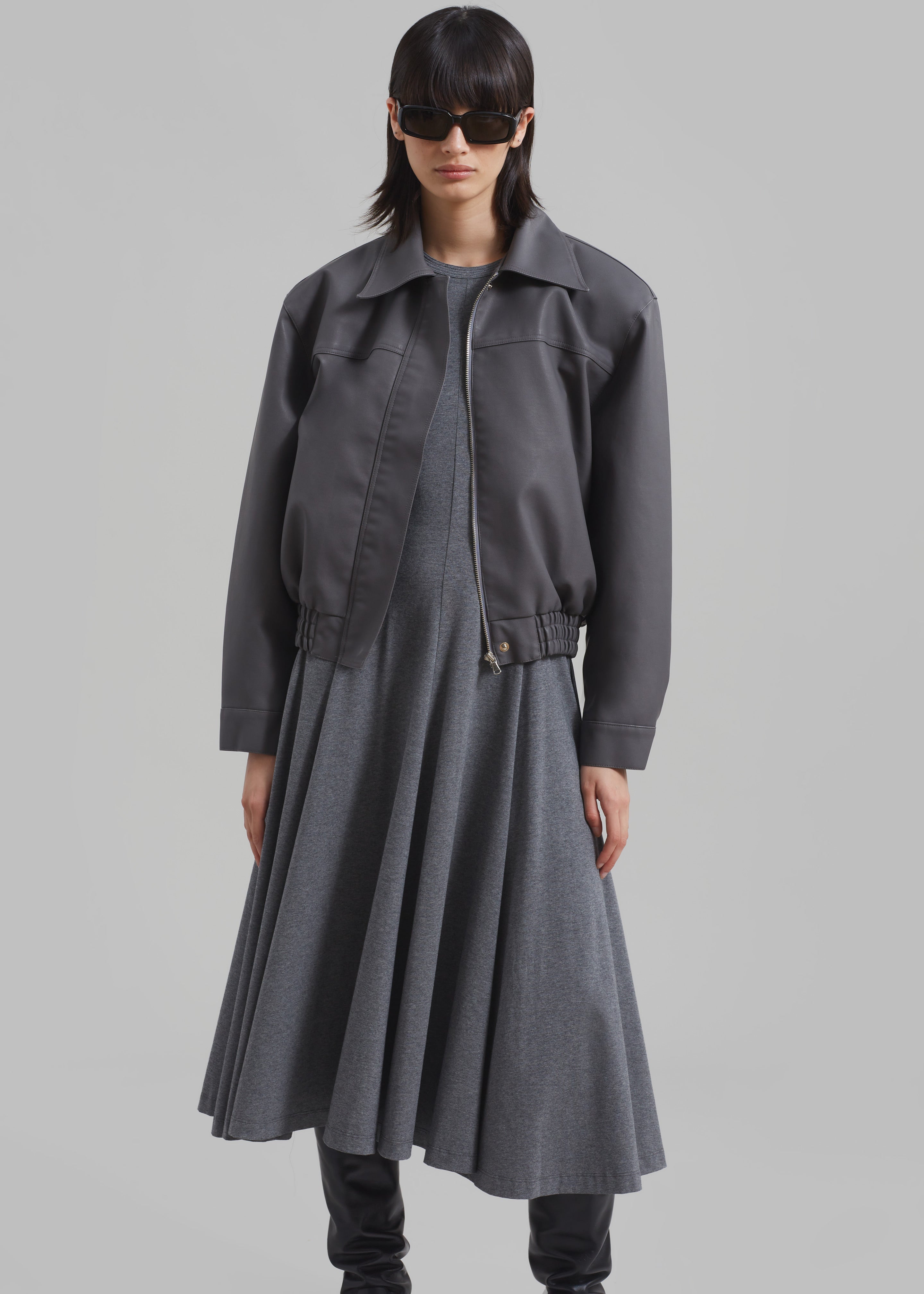 3.1 Phillip Lim Jersey Flare Dress - Charcoal Melange - 7