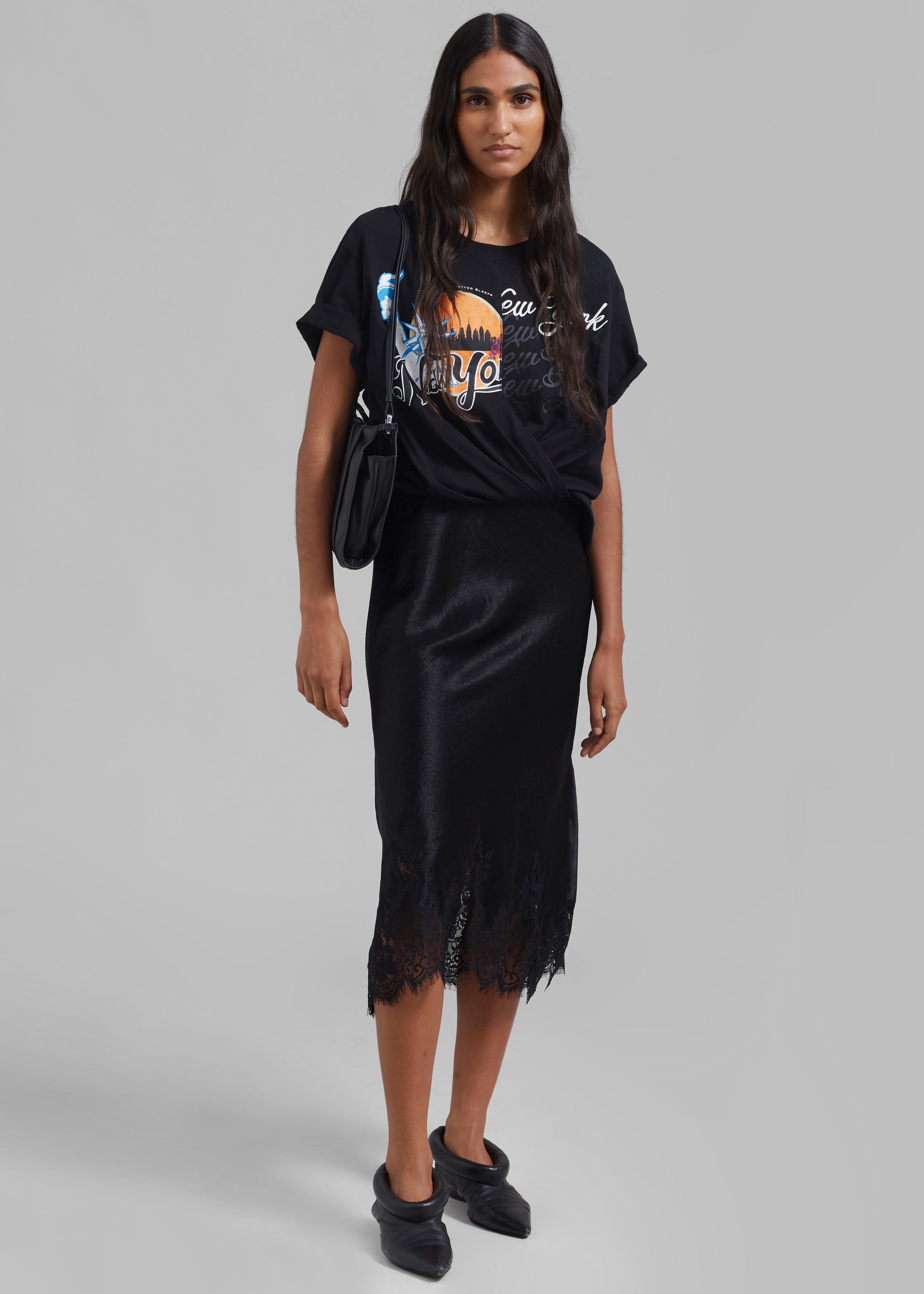 3.1 Phillip Lim We Are NY Twist T-Shirt Slip Dress - Black Multi - 1
