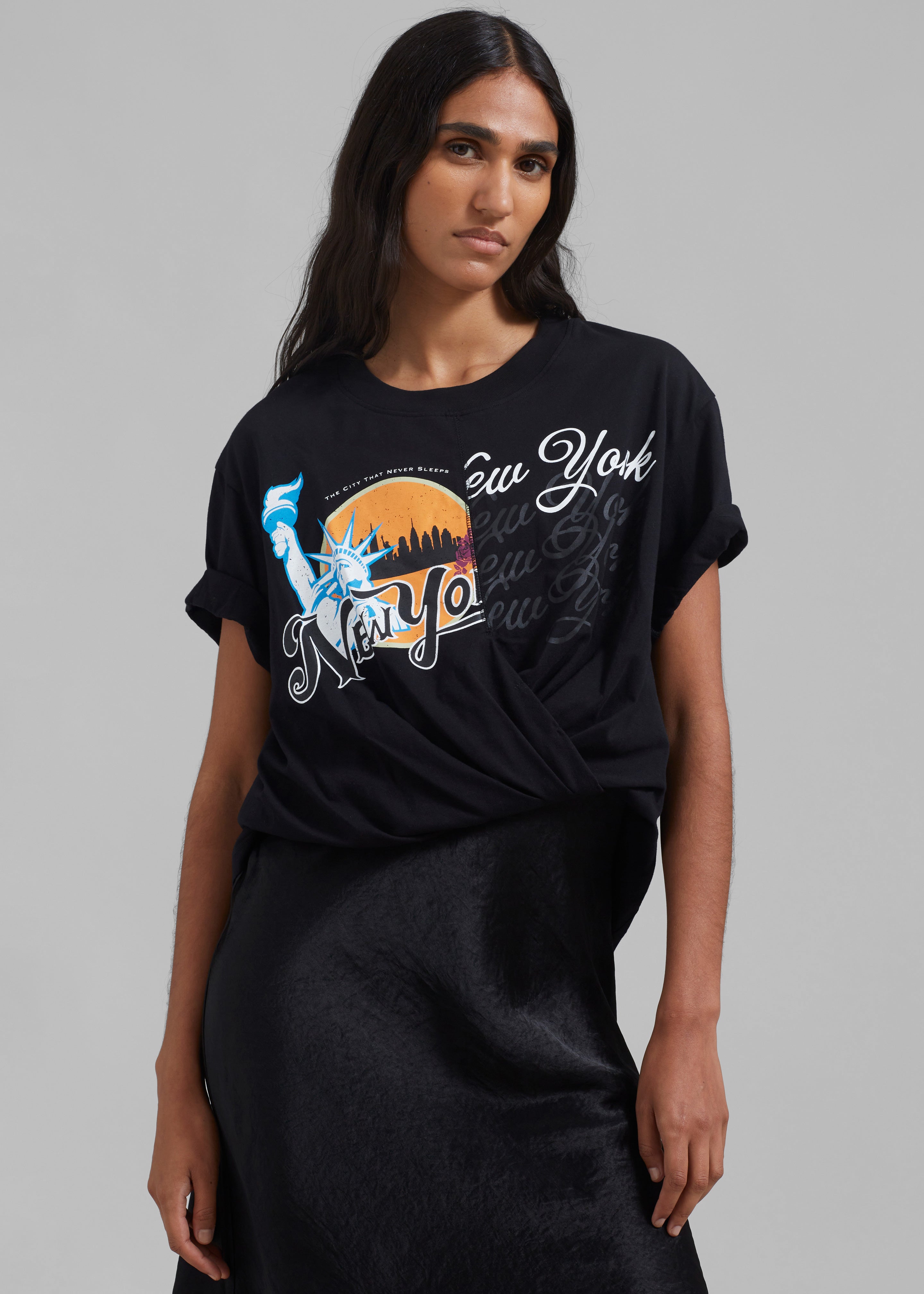 3.1 Phillip Lim We Are NY Twist T-Shirt Slip Dress - Black Multi - 6