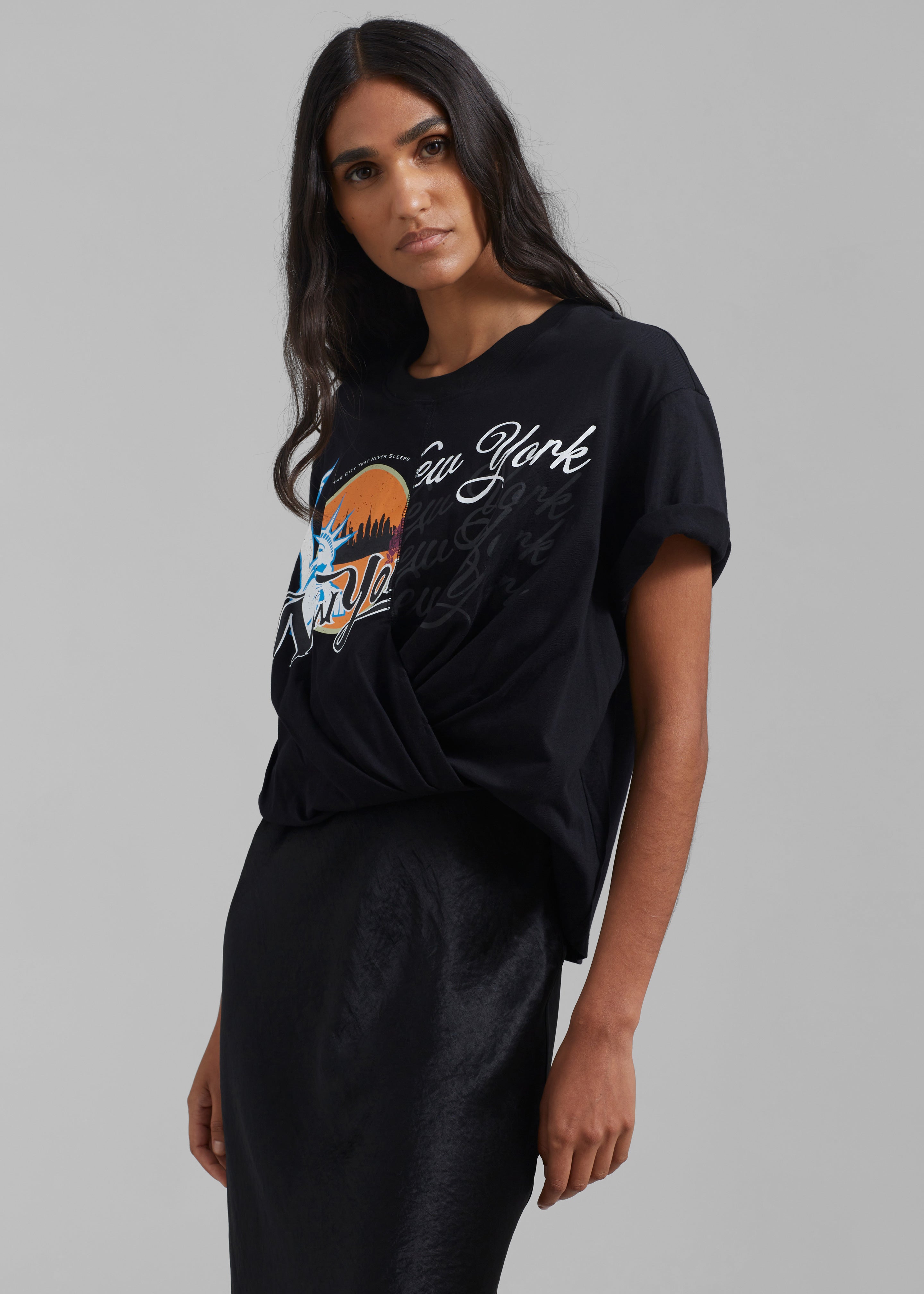 3.1 Phillip Lim We Are NY Twist T-Shirt Slip Dress - Black Multi - 2