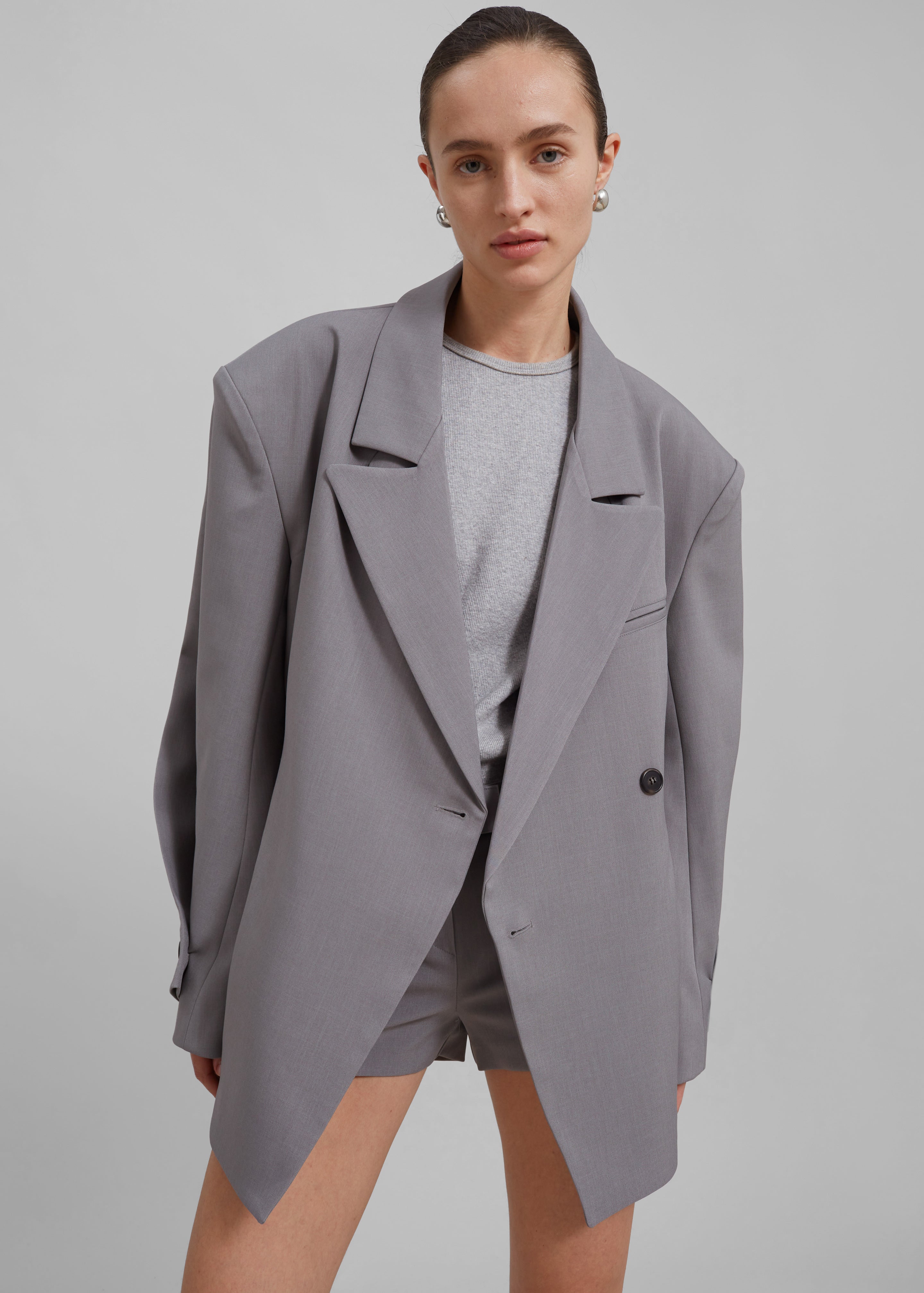Pia Boxy Blazer - Grey - 4