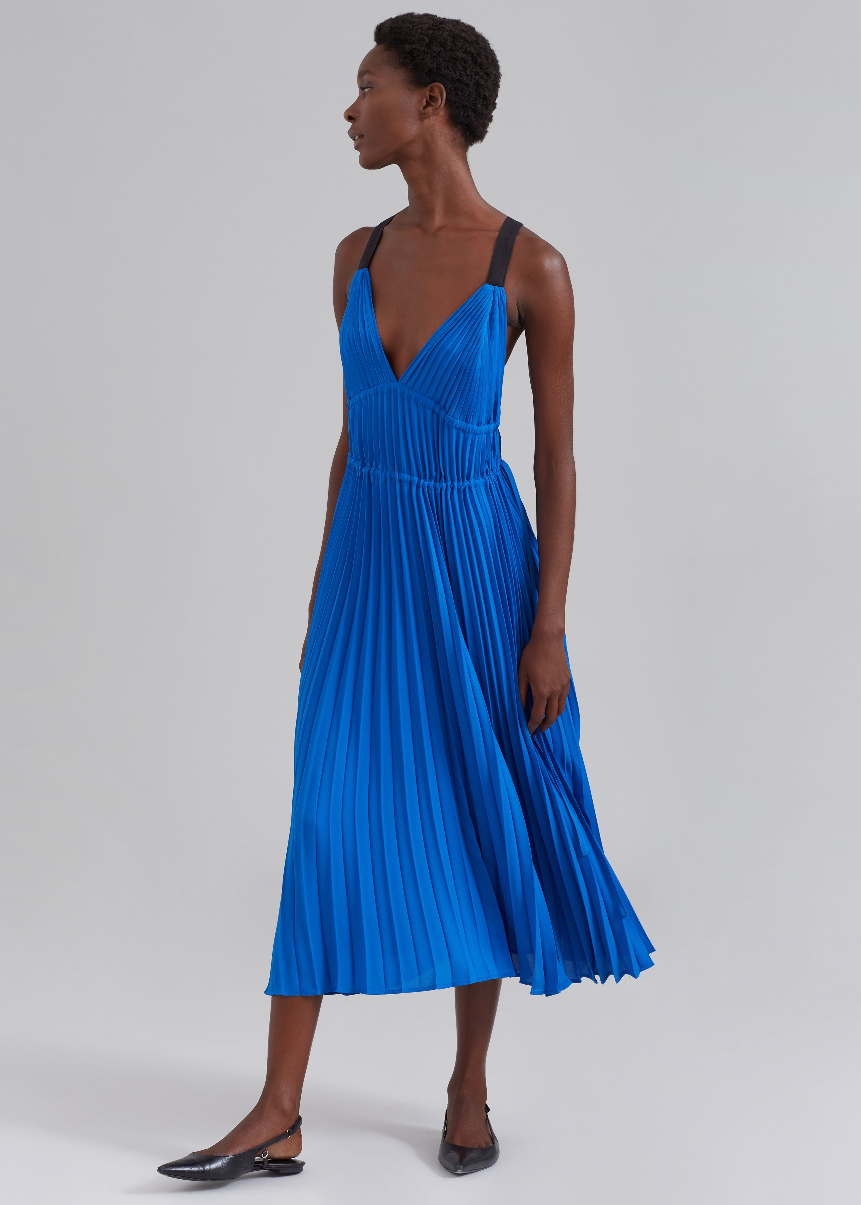 Proenza Schouler White Label Broomstick Pleated Tank Dress - Cerulean - 3