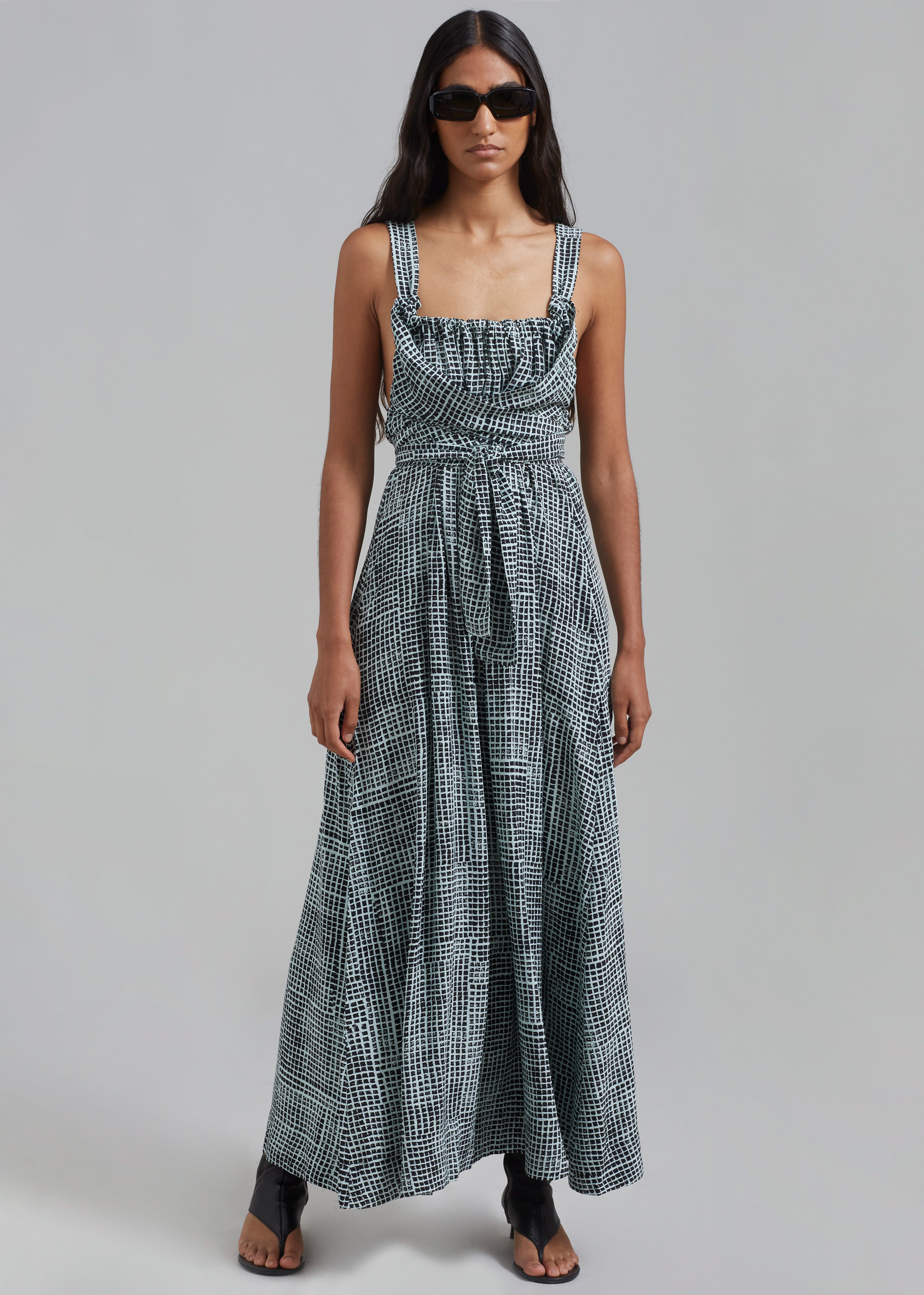 Proenza Schouler White Label Viscose Flou Wrap Dress - Black/Paper Mint - 1