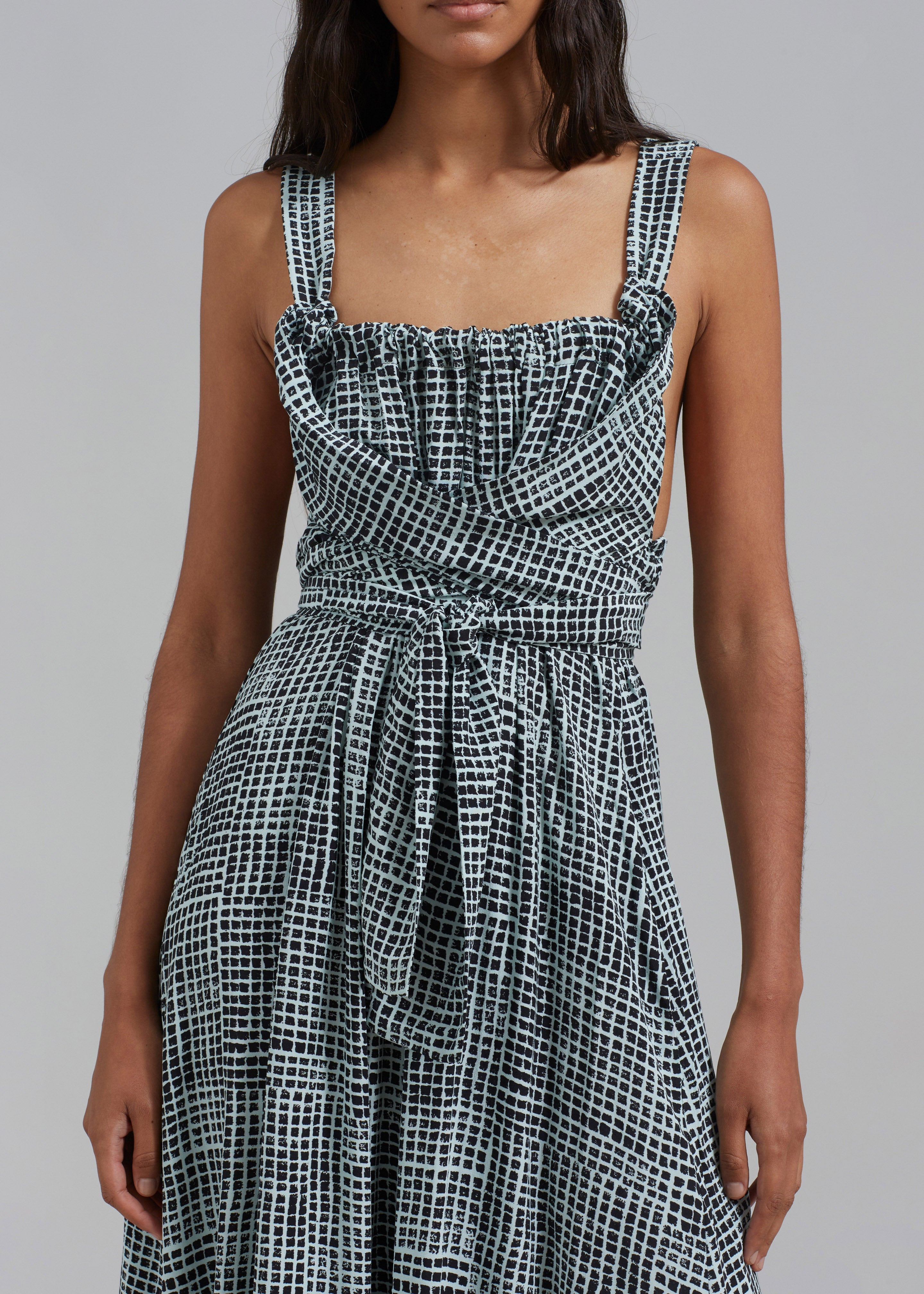 Proenza Schouler White Label Viscose Flou Wrap Dress - Black/Paper Mint - 4
