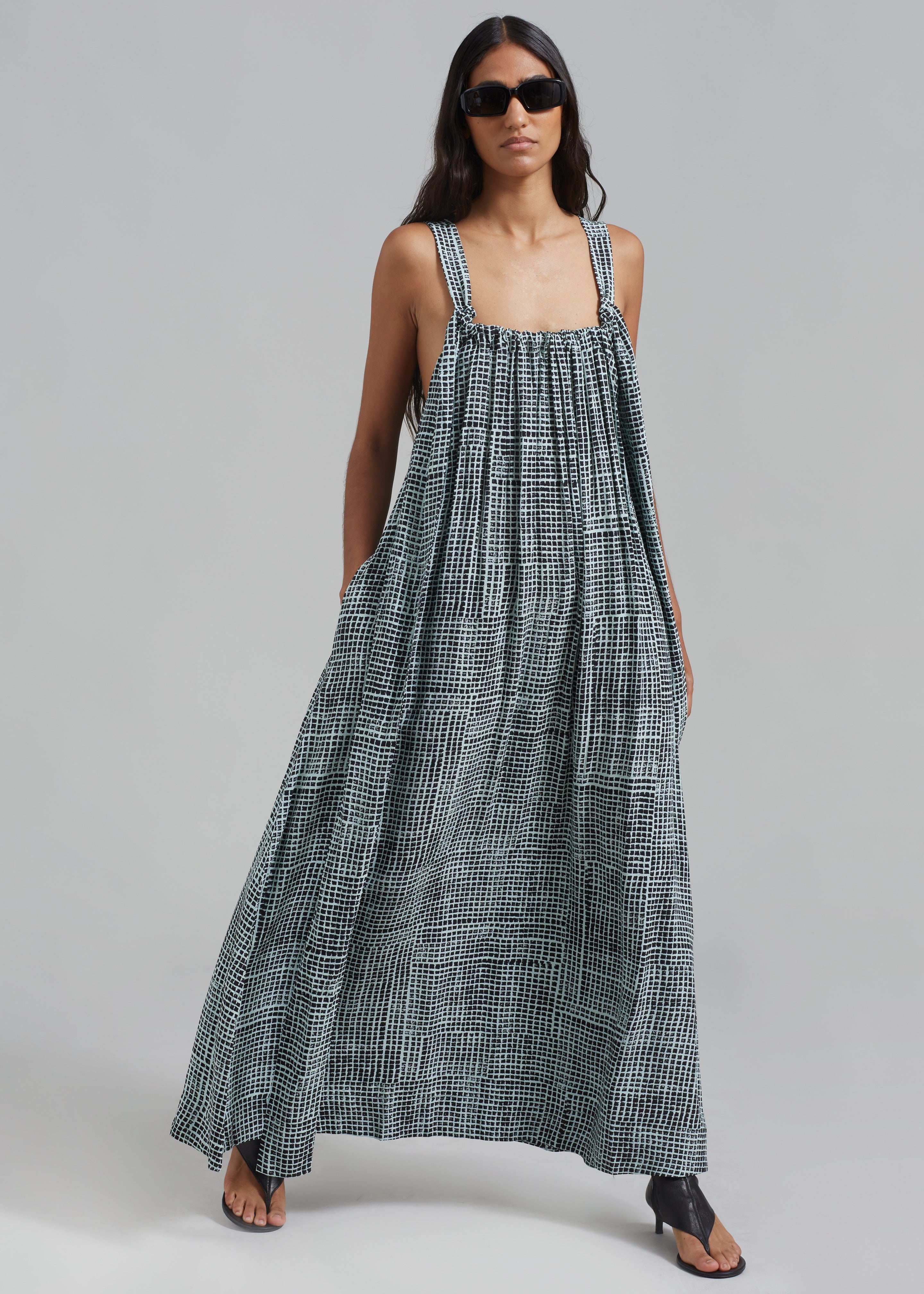 Proenza Schouler White Label Viscose Flou Wrap Dress - Black/Paper Mint - 6