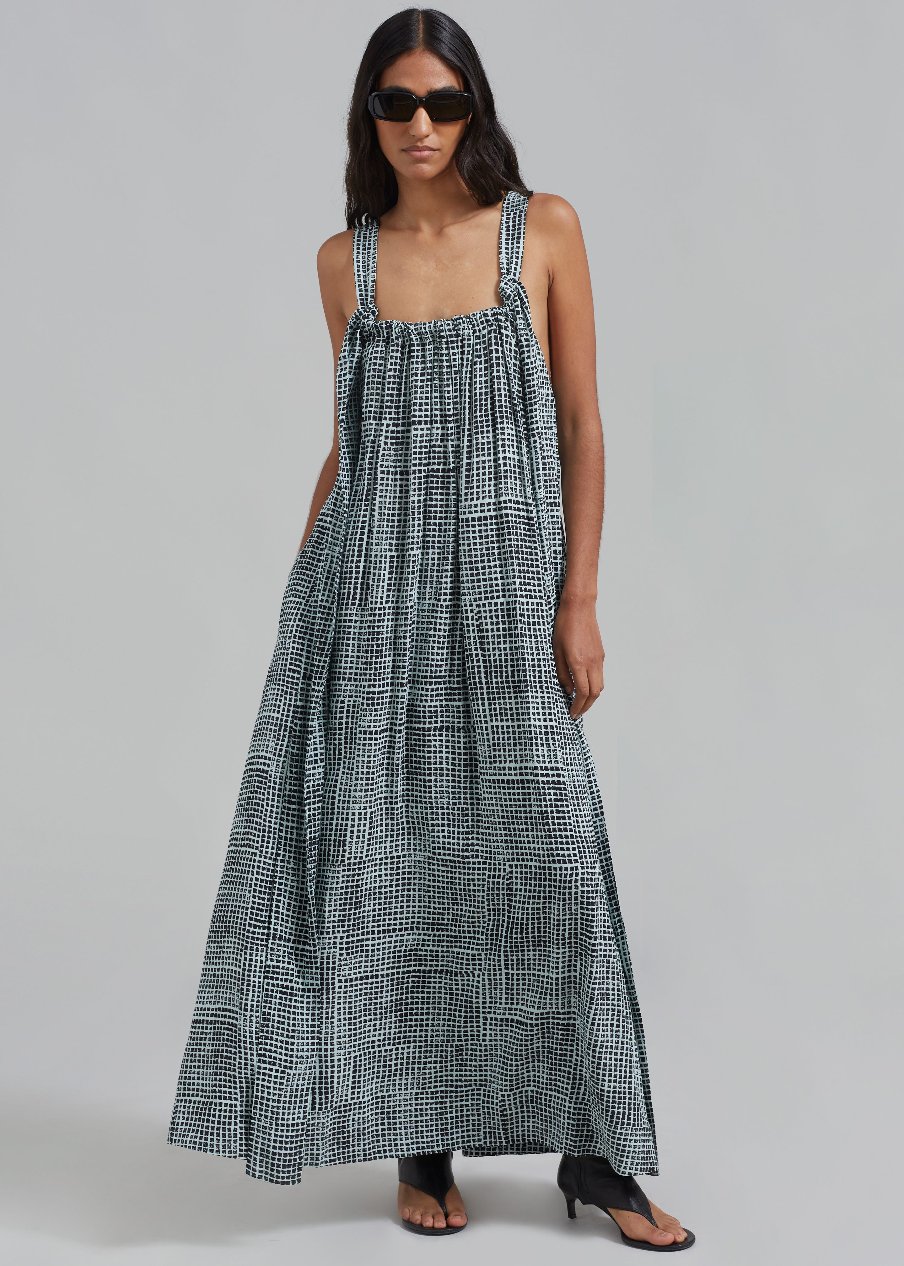 Proenza Schouler White Label Viscose Flou Wrap Dress - Black/Paper Mint - 7