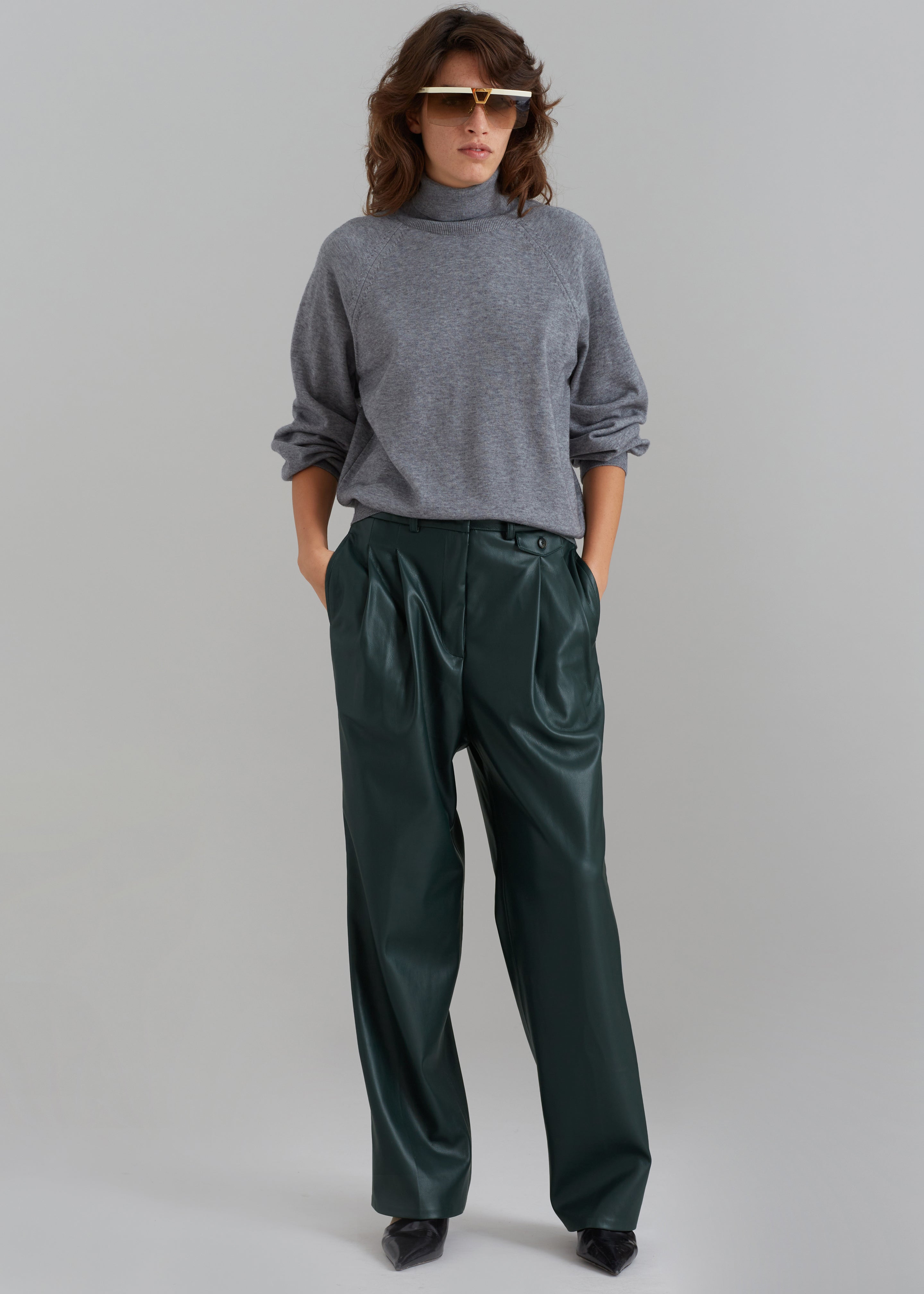 Pernille Faux Leather Pants - Bottle Green - 6