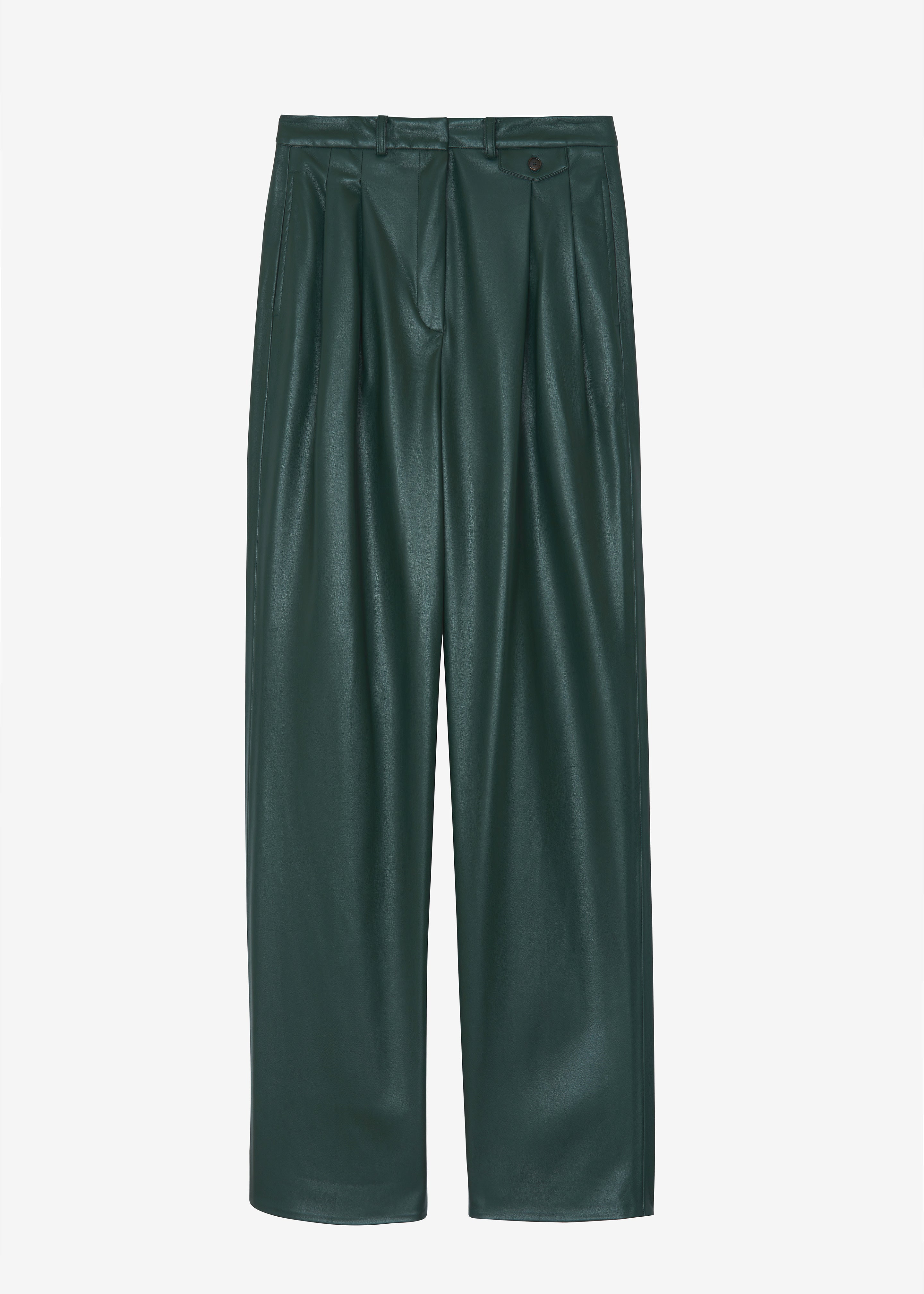 Pernille Faux Leather Pants - Bottle Green - 12